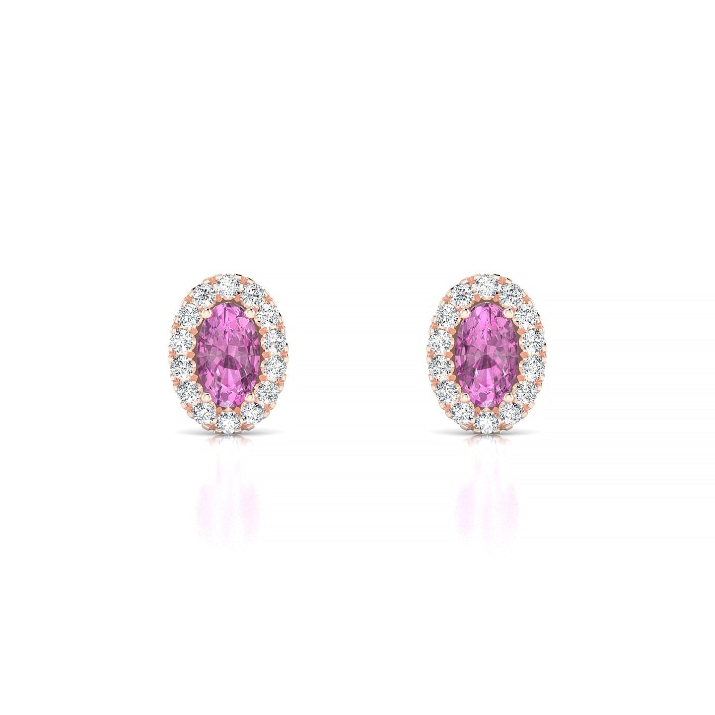 Solar | 18k Rose Gold 5 x 3 mm Oval Pink Sapphire Earrings