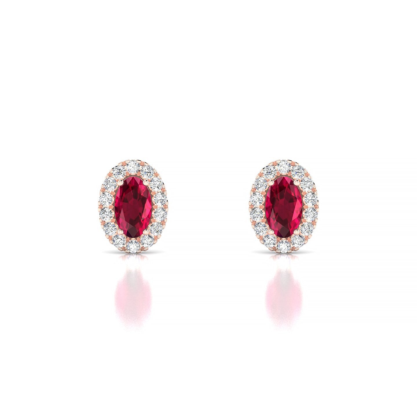 Solar | 18k Rose Gold 5 x 3 mm Oval Ruby Earrings