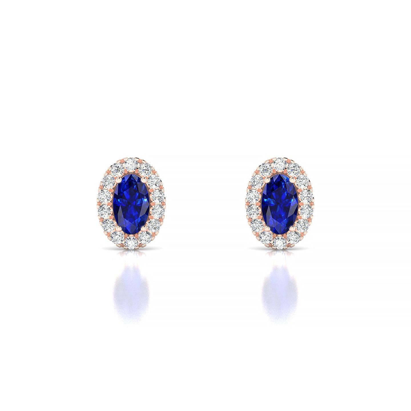Solar | 18k Rose Gold 5 x 3 mm Oval Sapphire Earrings