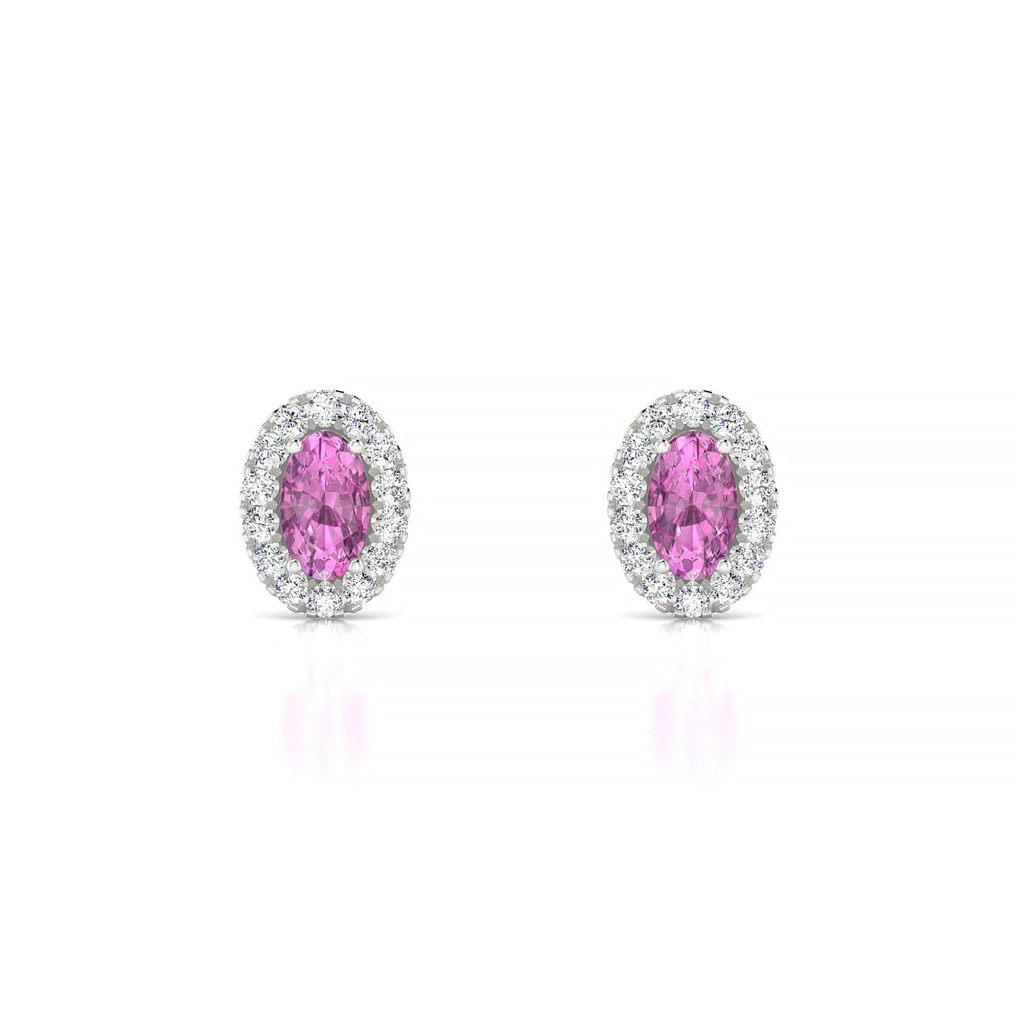Solar | 18k White Gold 5 x 3 mm Oval Pink Sapphire Earrings