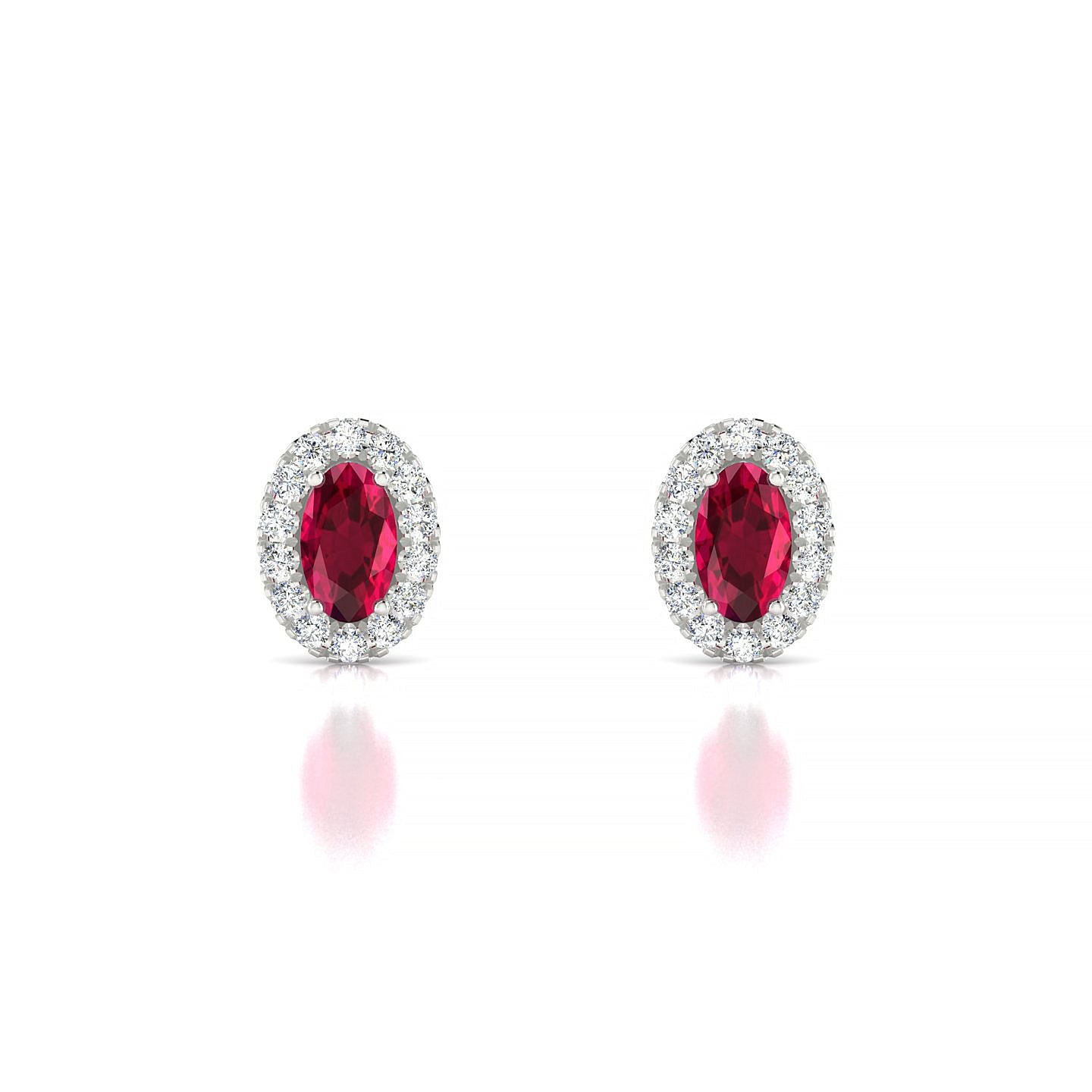 Solar | 18k White Gold 5 x 3 mm Oval Ruby Earrings