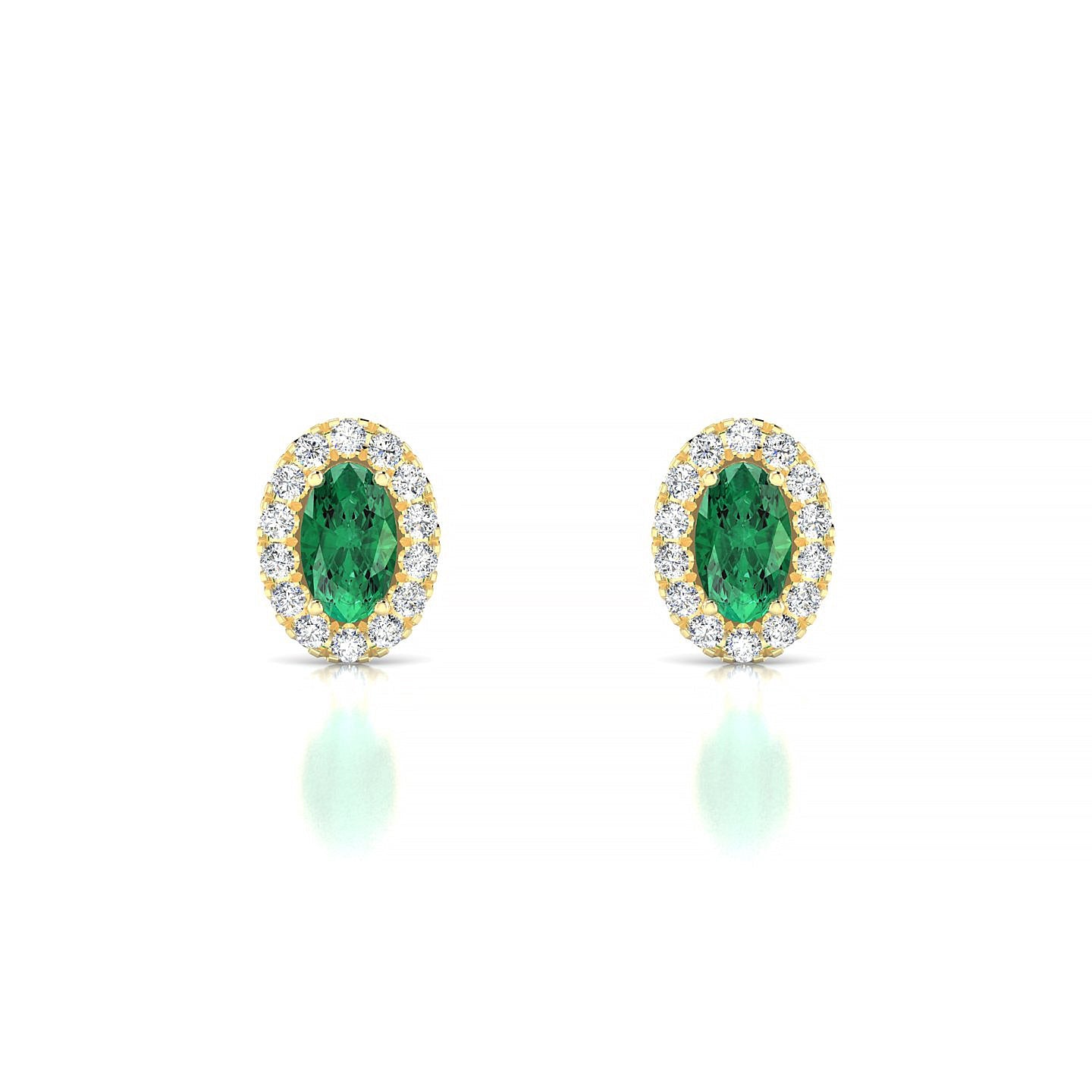 Solar | 18k Yellow Gold 5 x 3 mm Oval Emerald Earrings