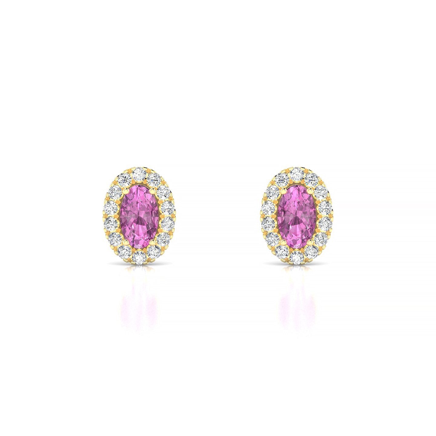 Solar | 18k Yellow Gold 5 x 3 mm Oval Pink Sapphire Earrings