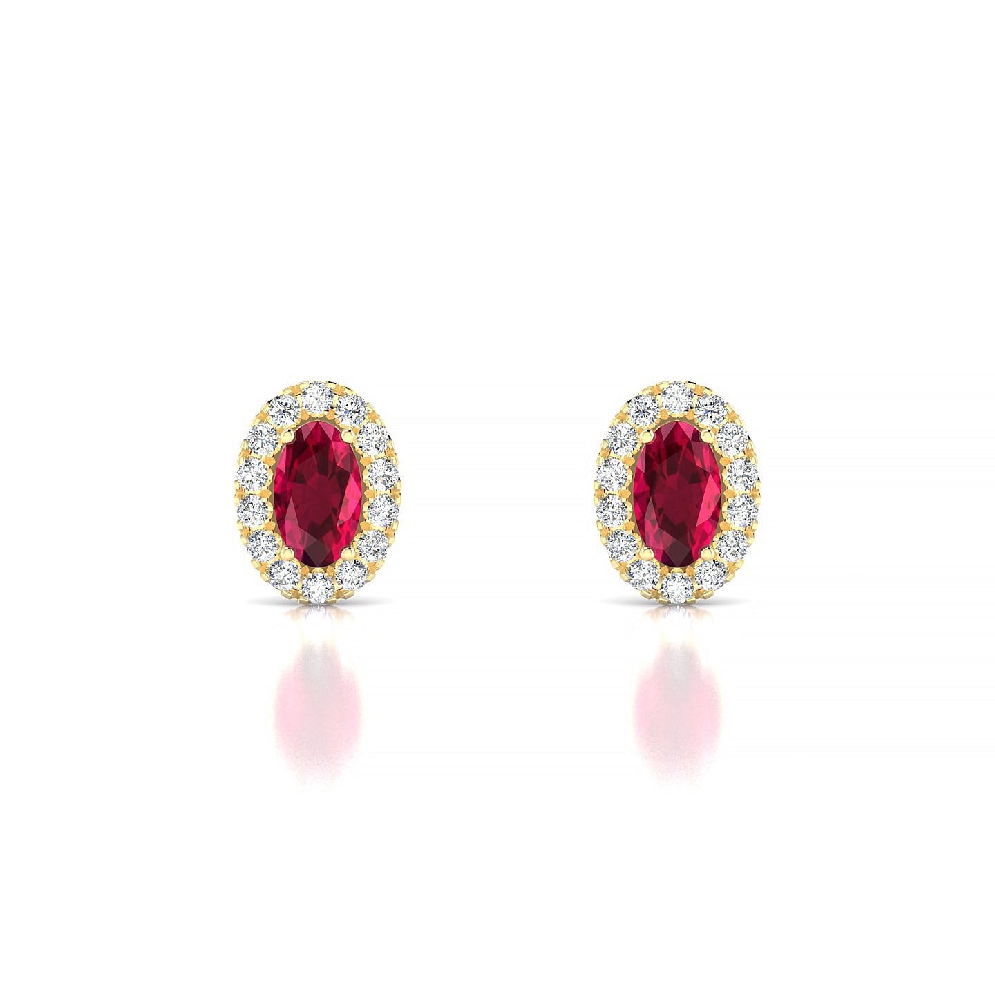 Solar | 18k Yellow Gold 5 x 3 mm Oval Ruby Earrings