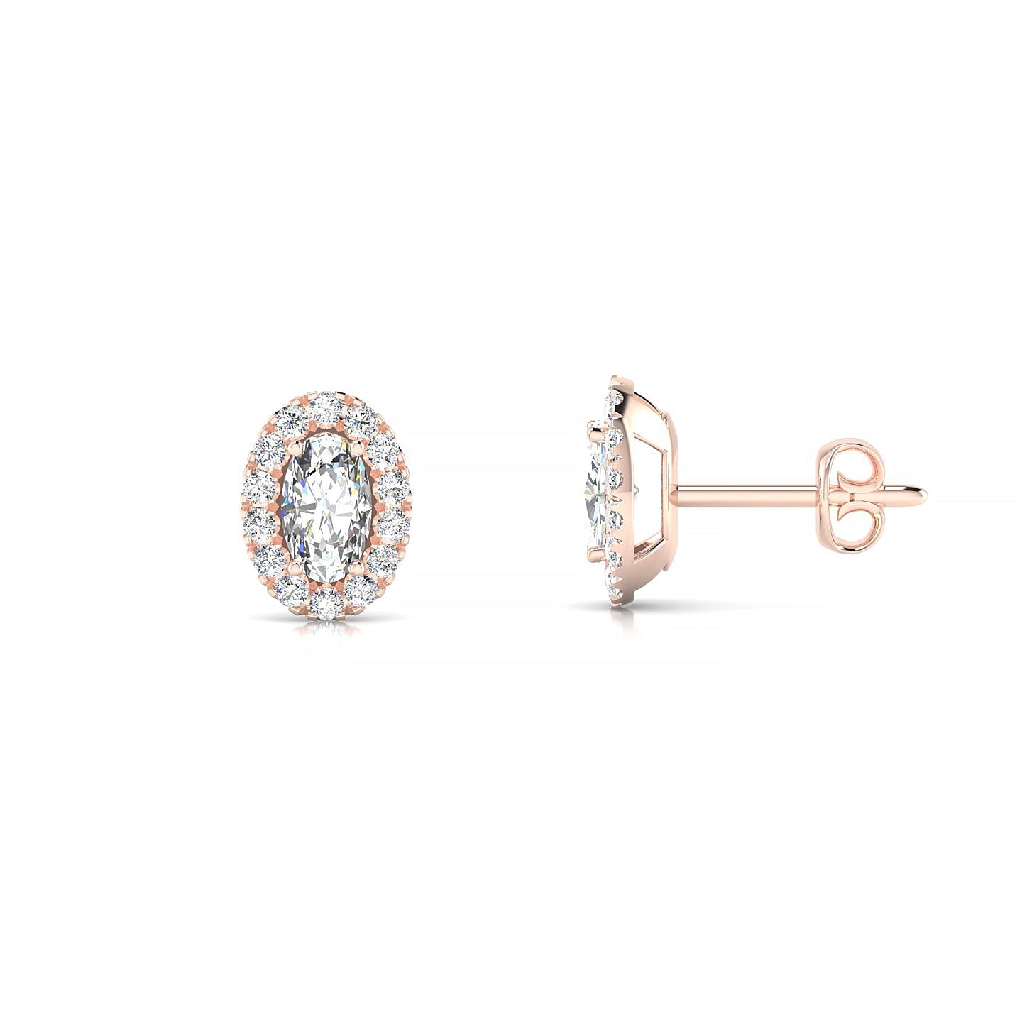Solar | 18k Rose Gold 5 x 3 mm Oval Diamond Earrings