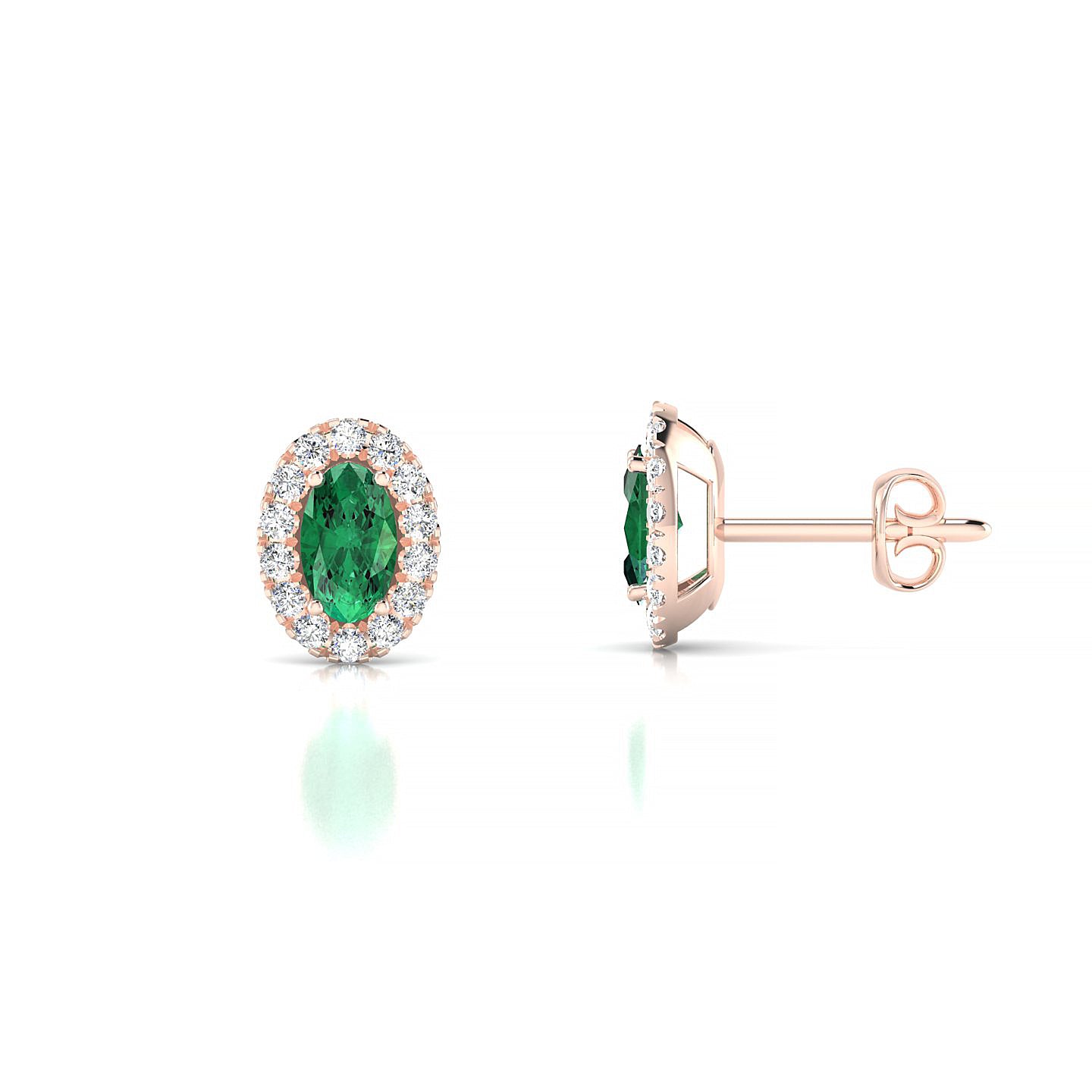Solar | 18k Rose Gold 5 x 3 mm Oval Emerald Earrings