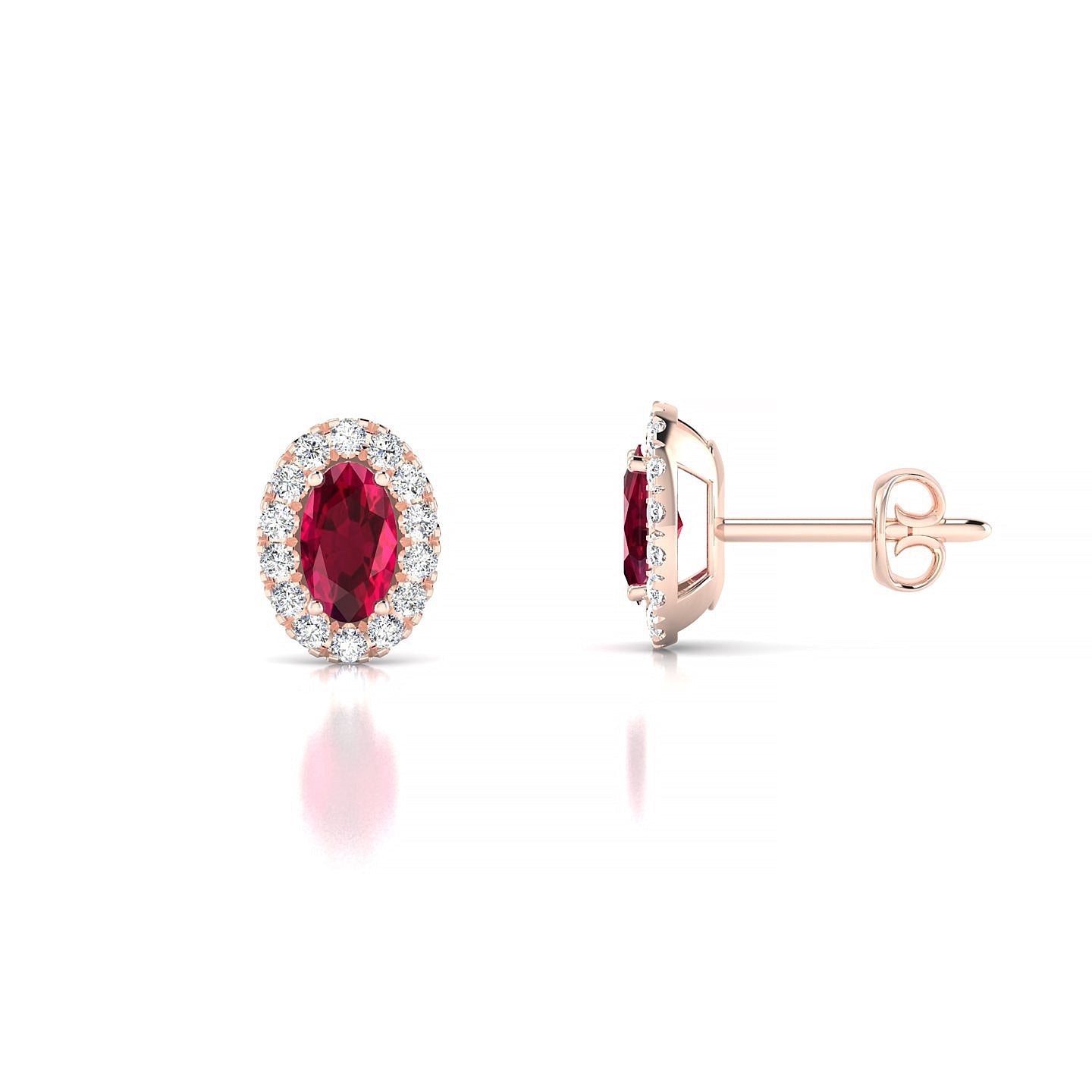 Solar | 18k Rose Gold 5 x 3 mm Oval Ruby Earrings
