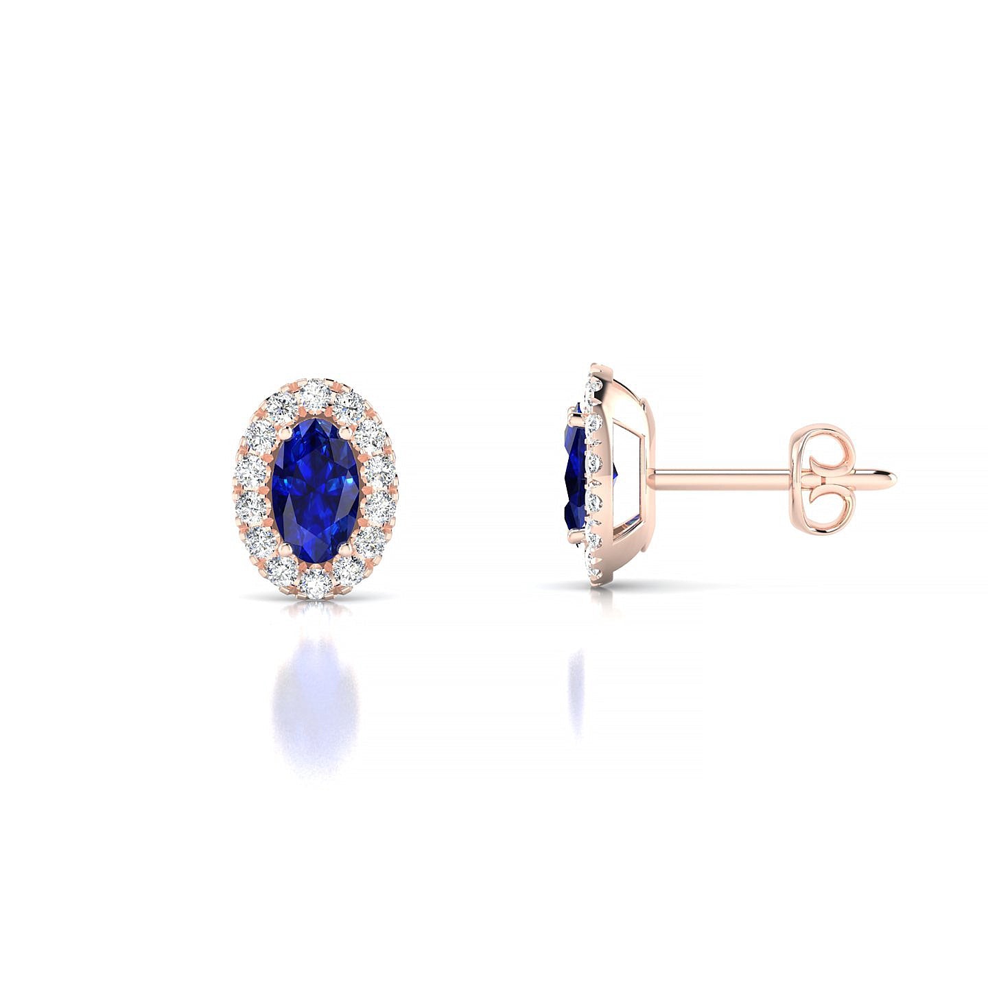 Solar | 18k Rose Gold 5 x 3 mm Oval Sapphire Earrings
