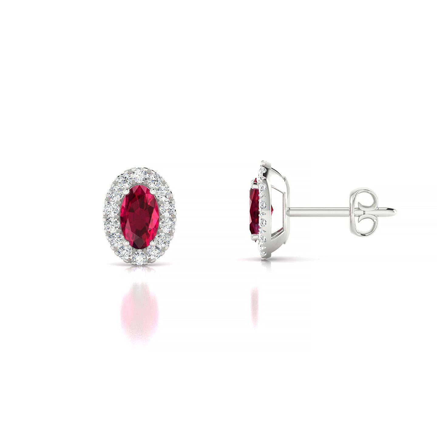 Solar | 18k White Gold 5 x 3 mm Oval Ruby Earrings