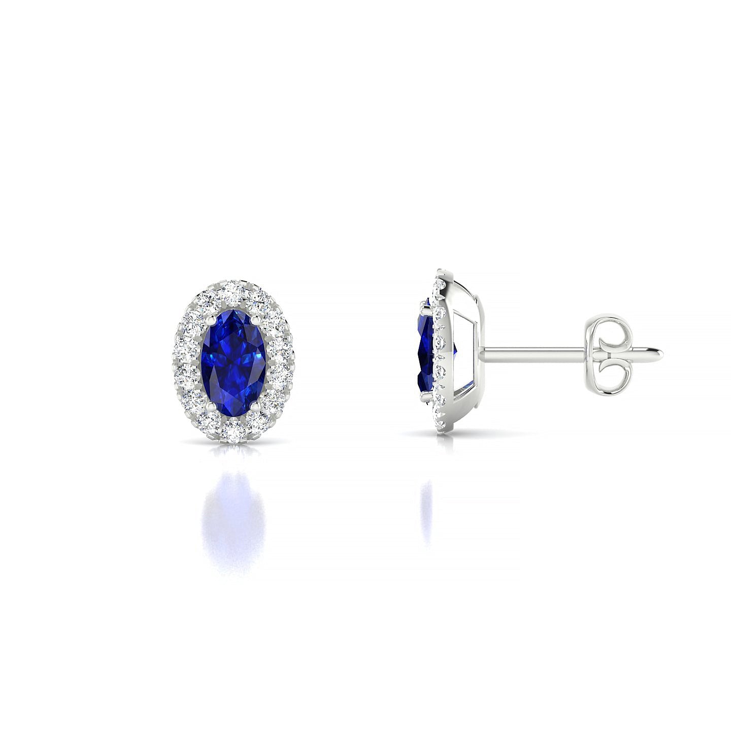 Solar | 18k White Gold 5 x 3 mm Oval Sapphire Earrings