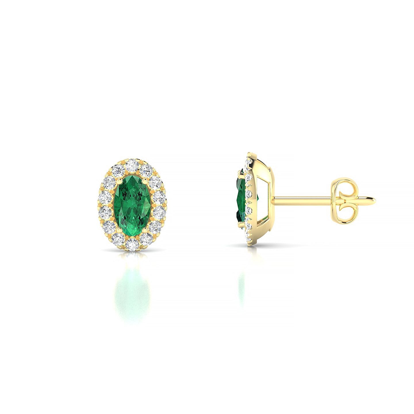Solar | 18k Yellow Gold 5 x 3 mm Oval Emerald Earrings