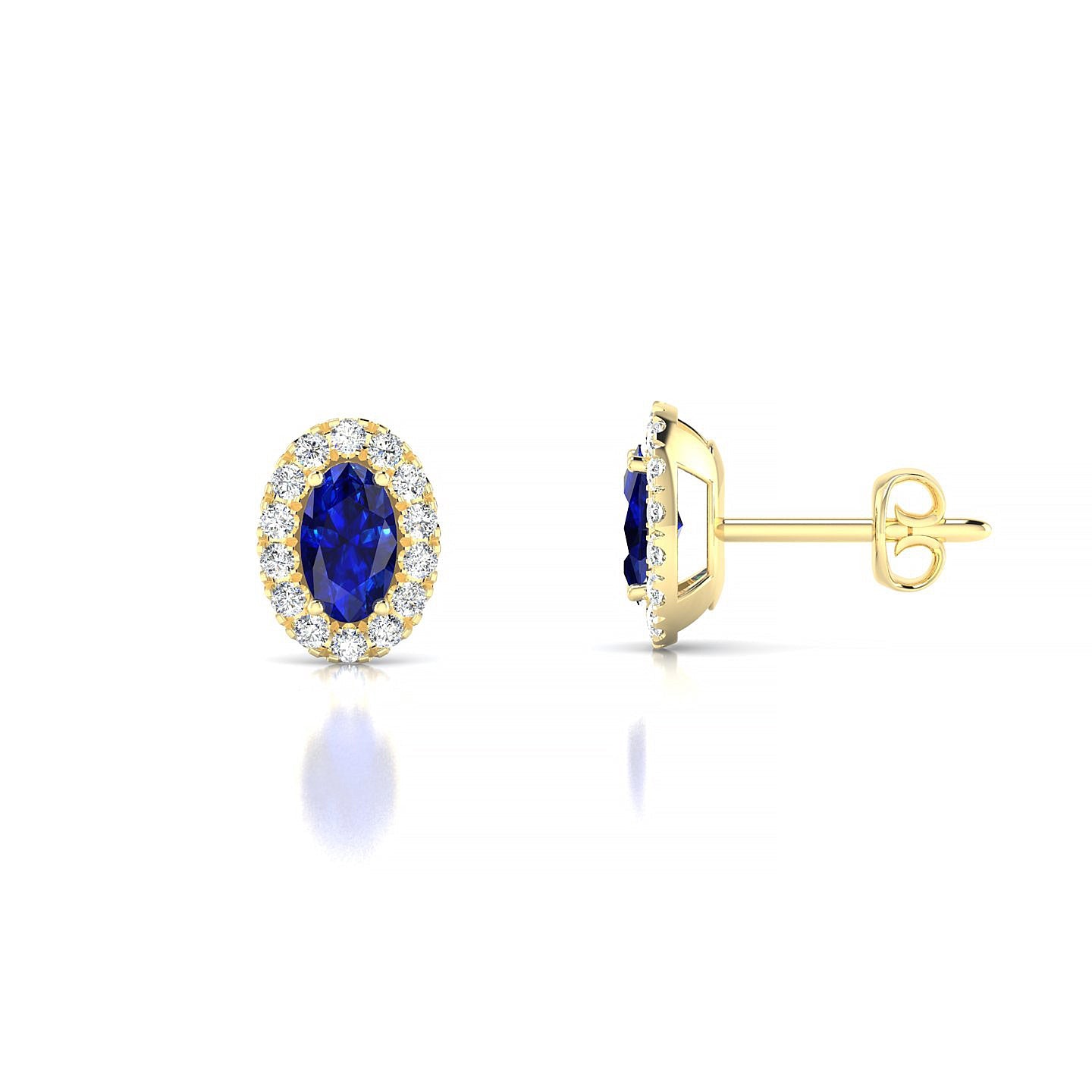 Solar | 18k Yellow Gold 5 x 3 mm Oval Sapphire Earrings
