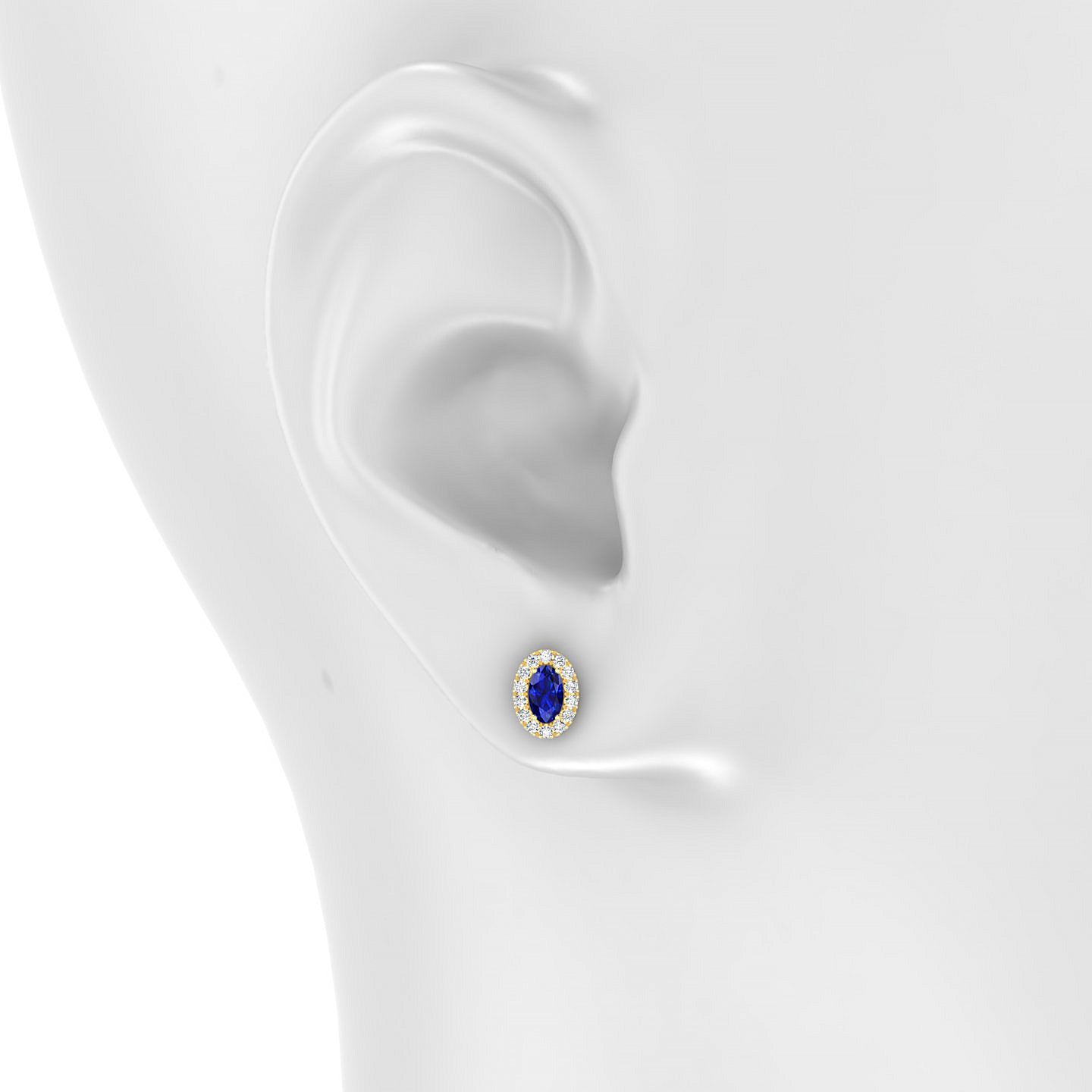 Solar | 18k Yellow Gold 5 x 3 mm Oval Sapphire Earrings