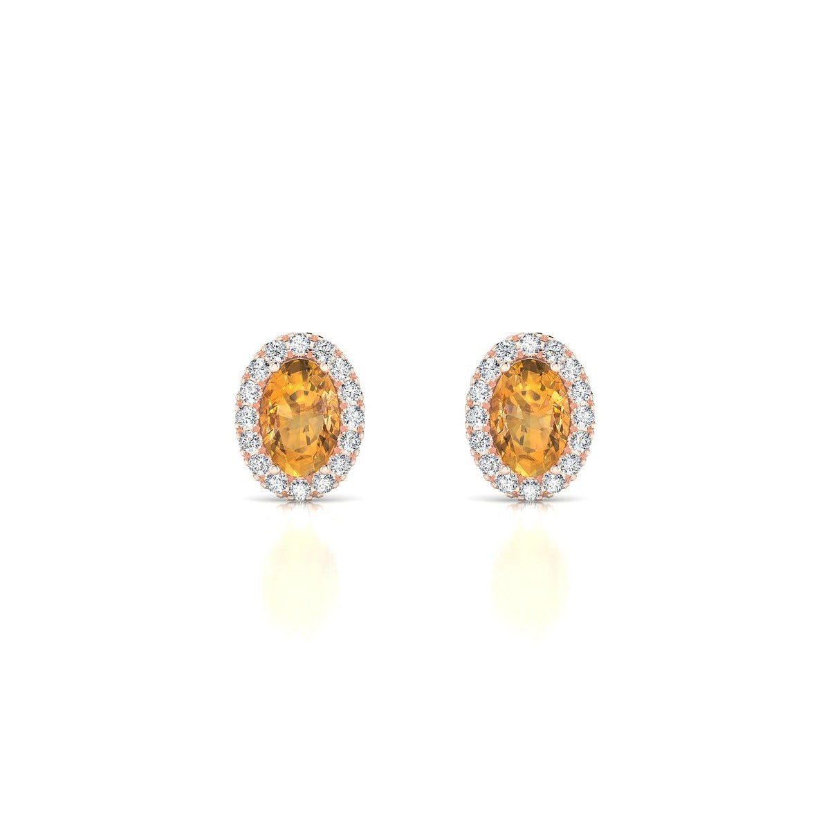Solar | 18k Rose Gold 6 x 4 mm Oval Citrine Earrings