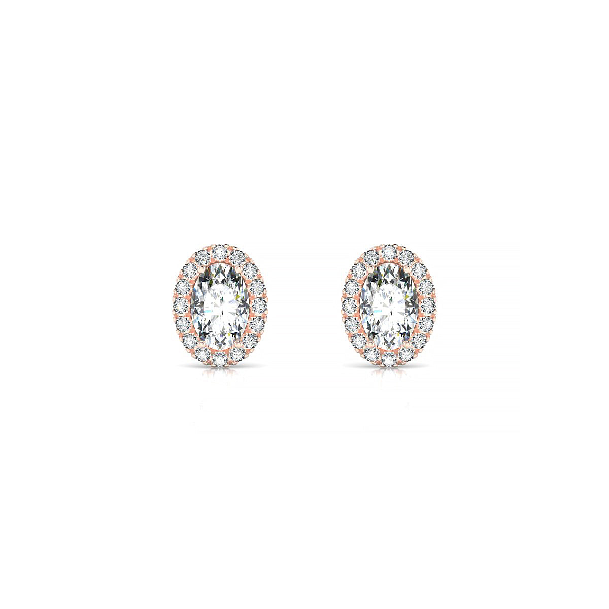 Solar | 18k Rose Gold 6 x 4 mm Oval Diamond Earrings
