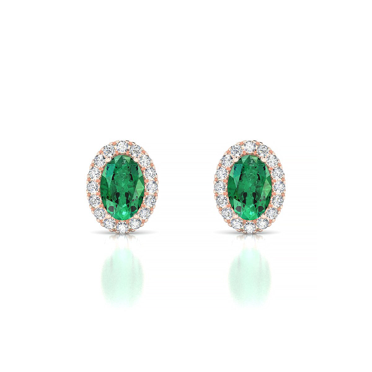 Solar | 18k Rose Gold 6 x 4 mm Oval Emerald Earrings