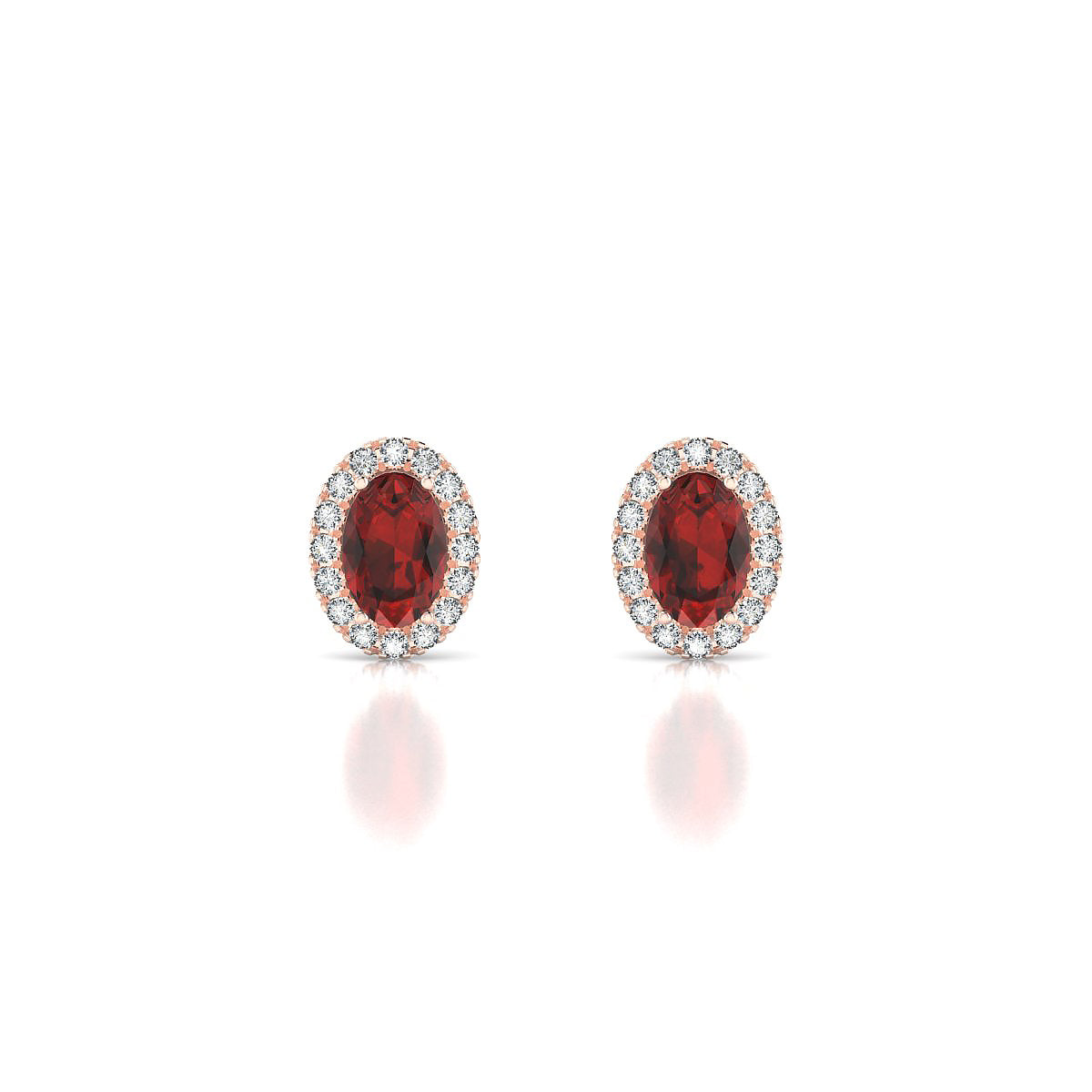 Solar | 18k Rose Gold 6 x 4 mm Oval Garnet Earrings