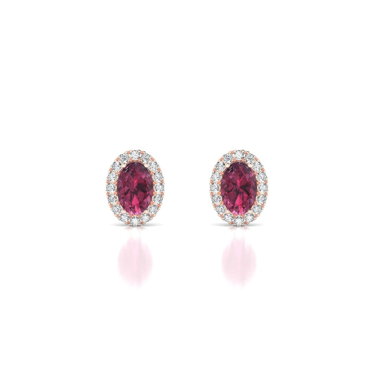 Solar | 18k Rose Gold 6 x 4 mm Oval Rhodolite Earrings