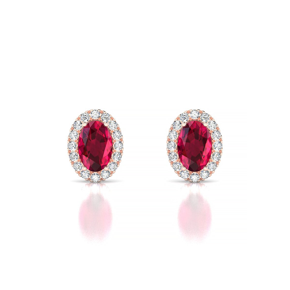 Solar | 18k Rose Gold 6 x 4 mm Oval Ruby Earrings