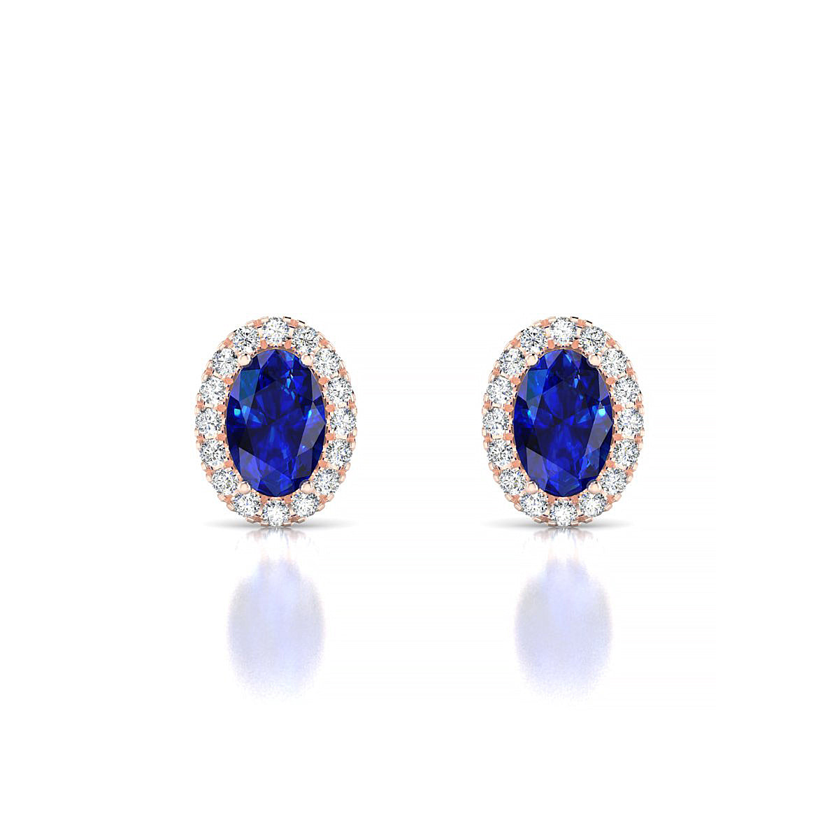 Solar | 18k Rose Gold 6 x 4 mm Oval Sapphire Earrings