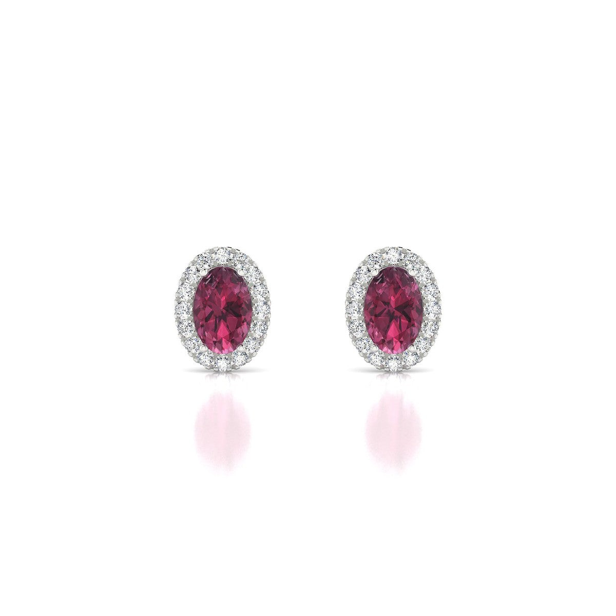 Solar | 18k White Gold 6 x 4 mm Oval Rhodolite Earrings