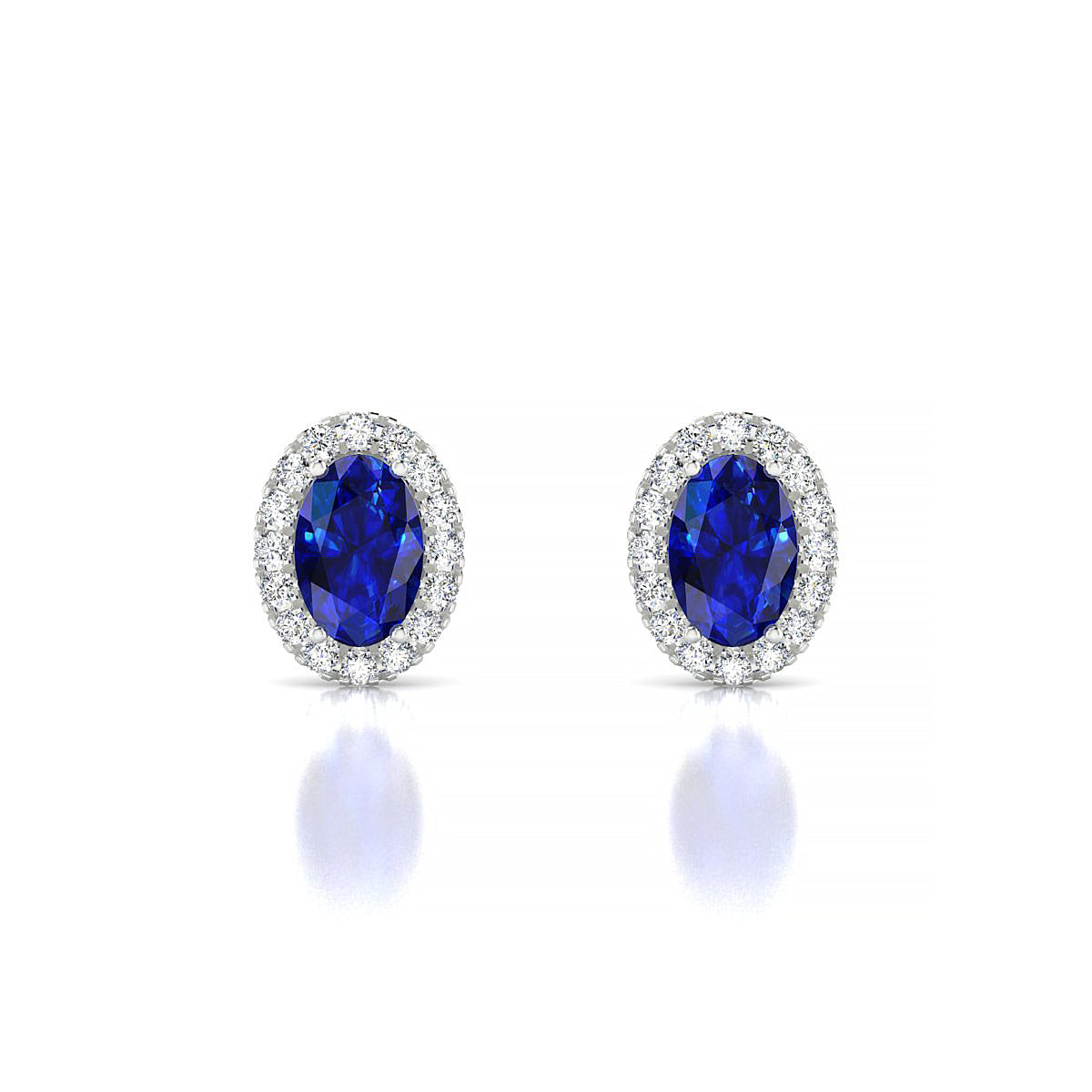 Solar | 18k White Gold 6 x 4 mm Oval Sapphire Earrings