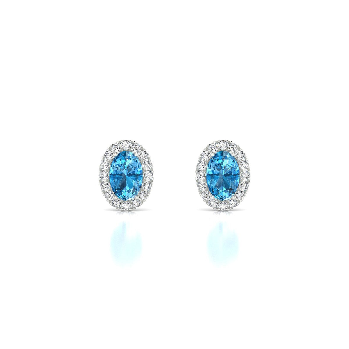 Solar | 18k White Gold 6 x 4 mm Oval Topaz Earrings