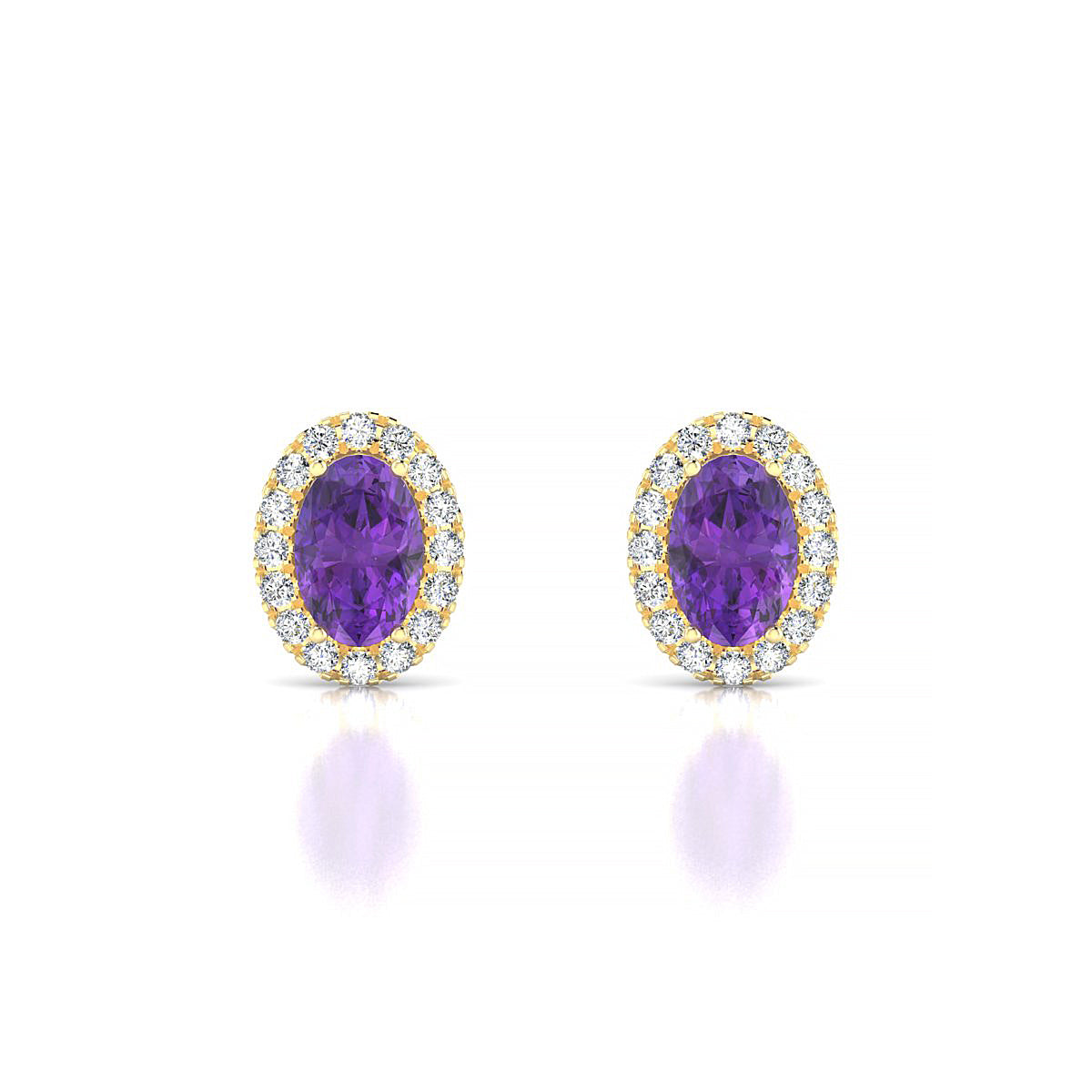 Solar | 18k Yellow Gold 6 x 4 mm Oval Amethyst Earrings
