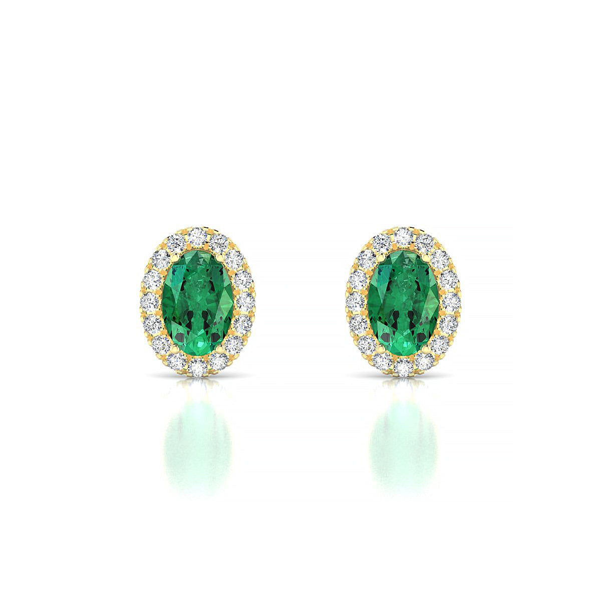 Solar | 18k Yellow Gold 6 x 4 mm Oval Emerald Earrings