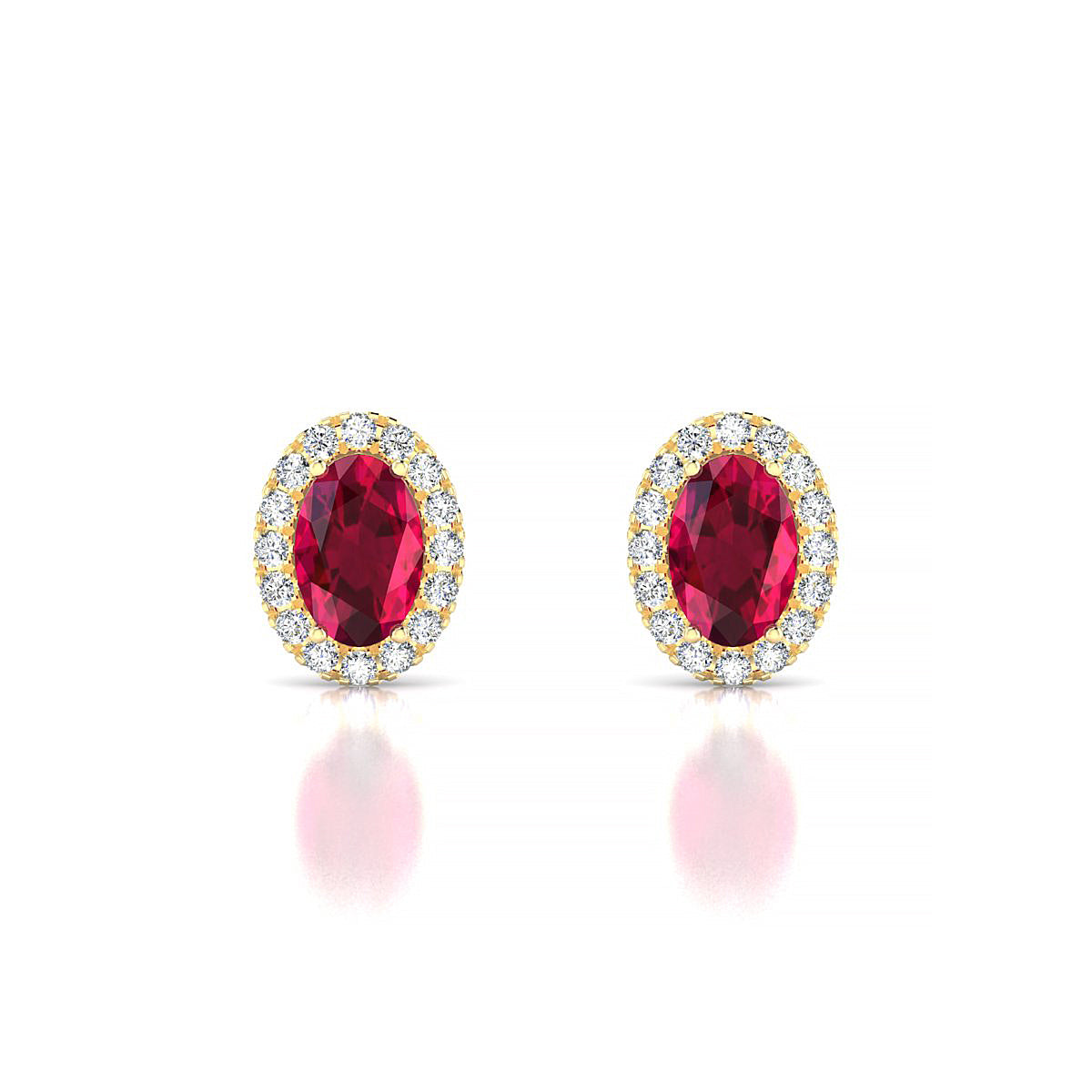 Solar | 18k Yellow Gold 6 x 4 mm Oval Ruby Earrings