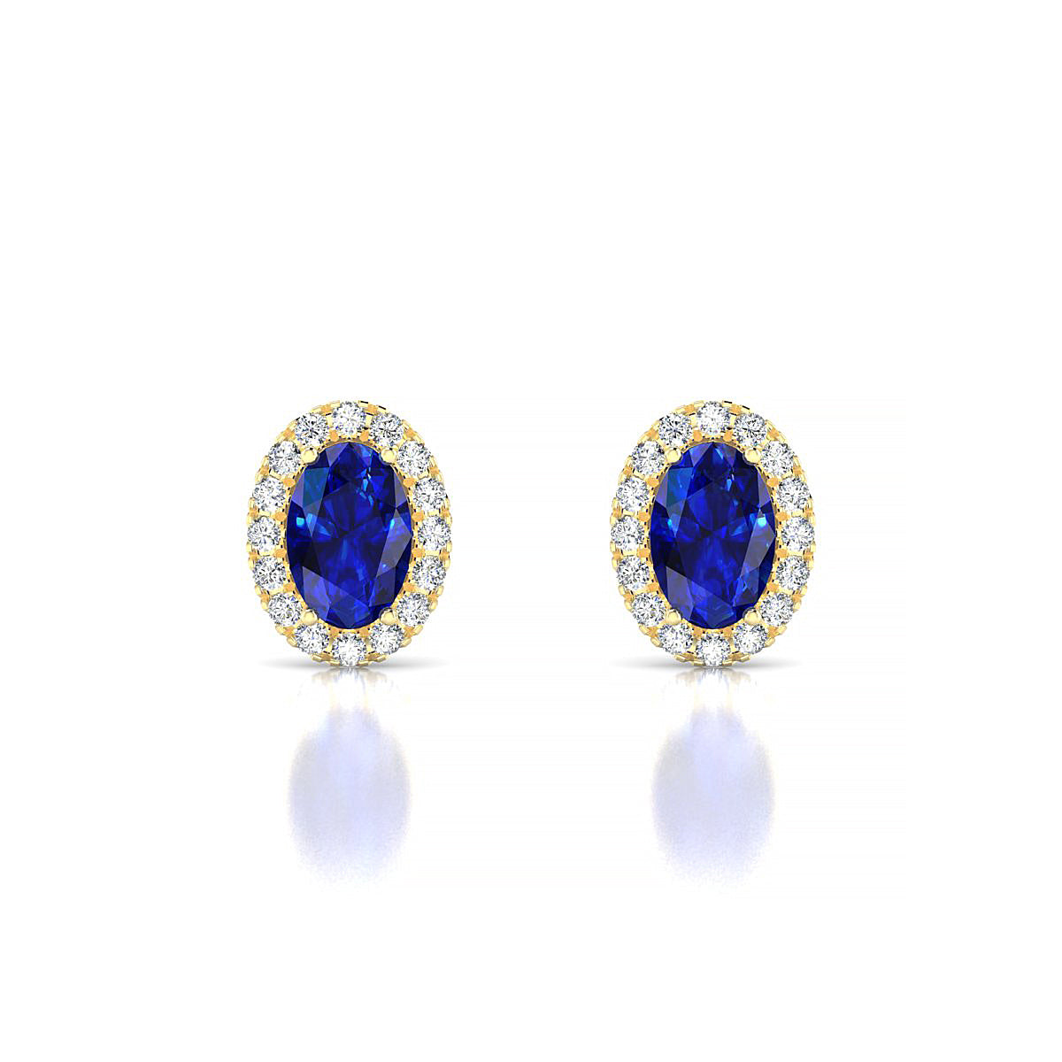 Solar | 18k Yellow Gold 6 x 4 mm Oval Sapphire Earrings
