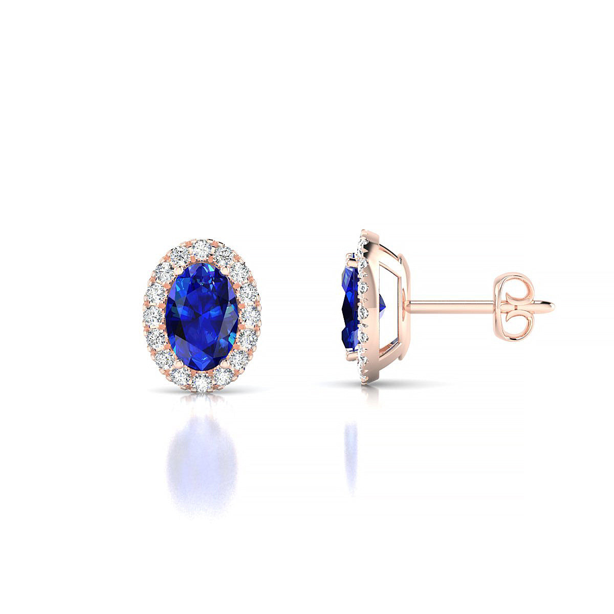 Solar | 18k Rose Gold 6 x 4 mm Oval Sapphire Earrings