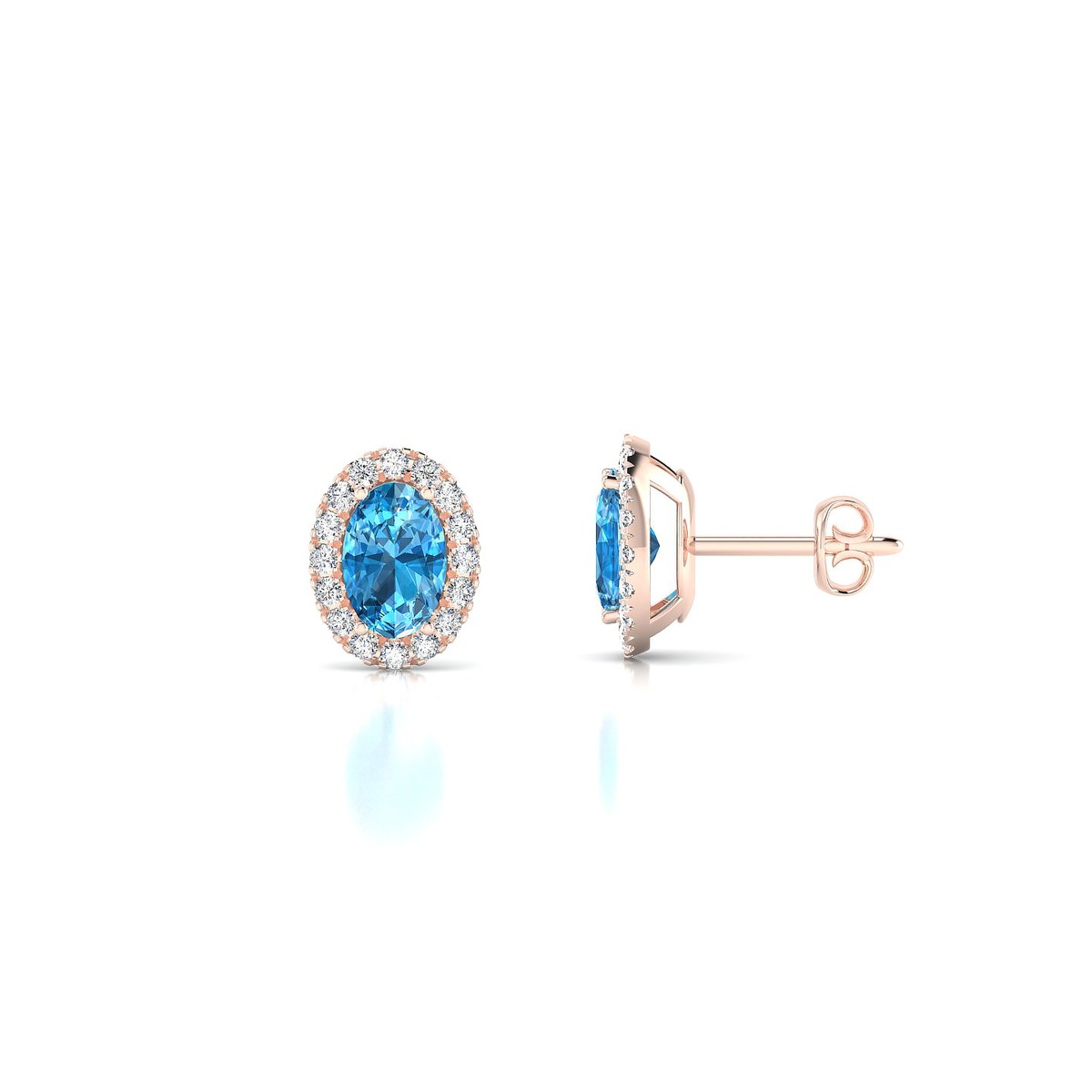 Solar | 18k Rose Gold 6 x 4 mm Oval Topaz Earrings