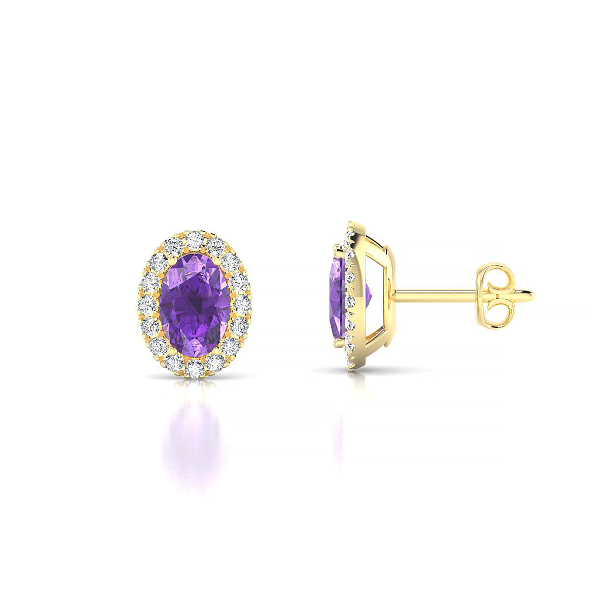Solar | 18k Yellow Gold 6 x 4 mm Oval Amethyst Earrings