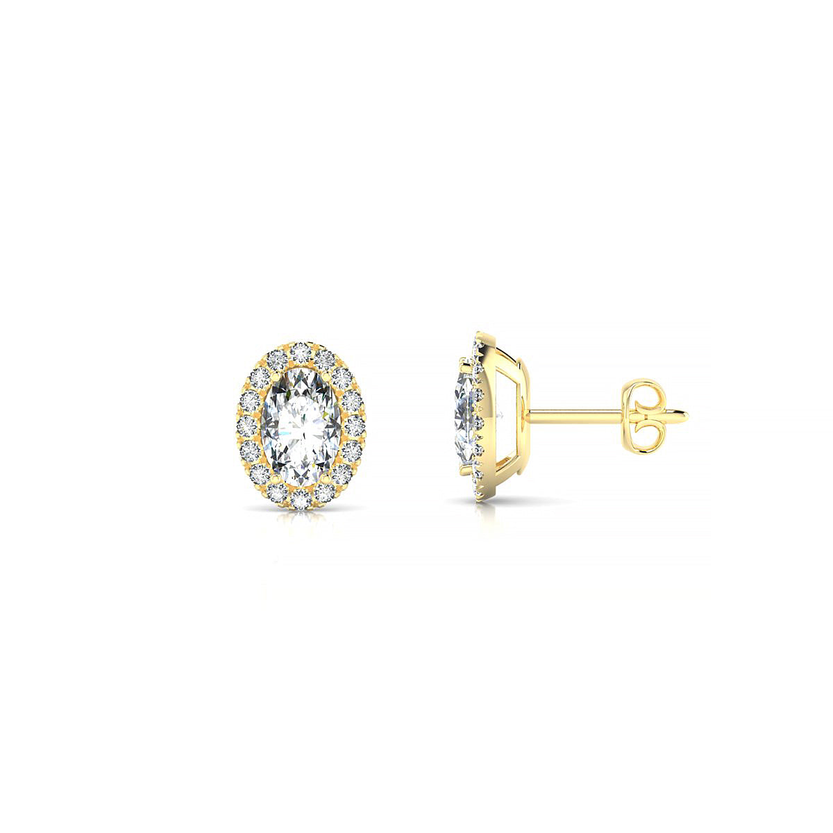 Solar | 18k Yellow Gold 6 x 4 mm Oval Diamond Earrings