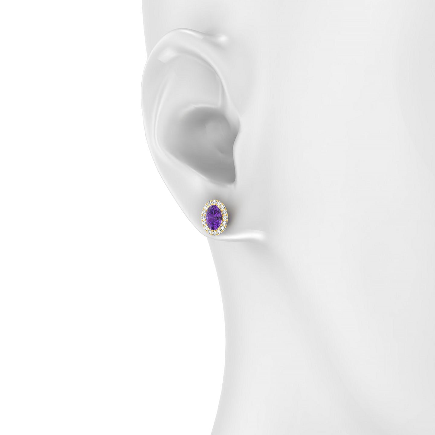 Solar | 18k Yellow Gold 6 x 4 mm Oval Amethyst Earrings