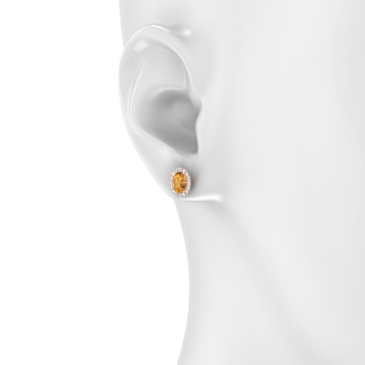 Solar | 18k Rose Gold 6 x 4 mm Oval Citrine Earrings
