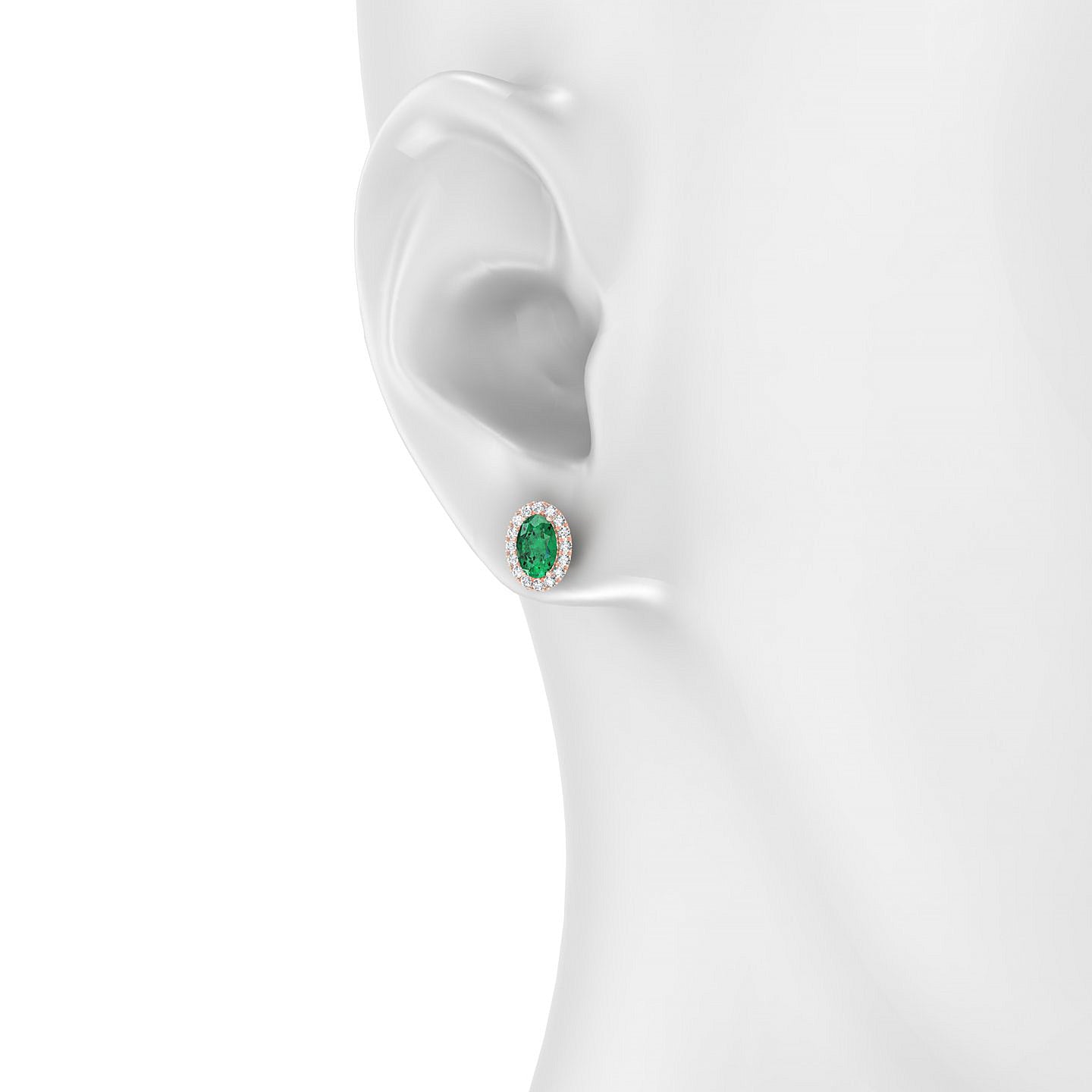 Solar | 18k Rose Gold 6 x 4 mm Oval Emerald Earrings