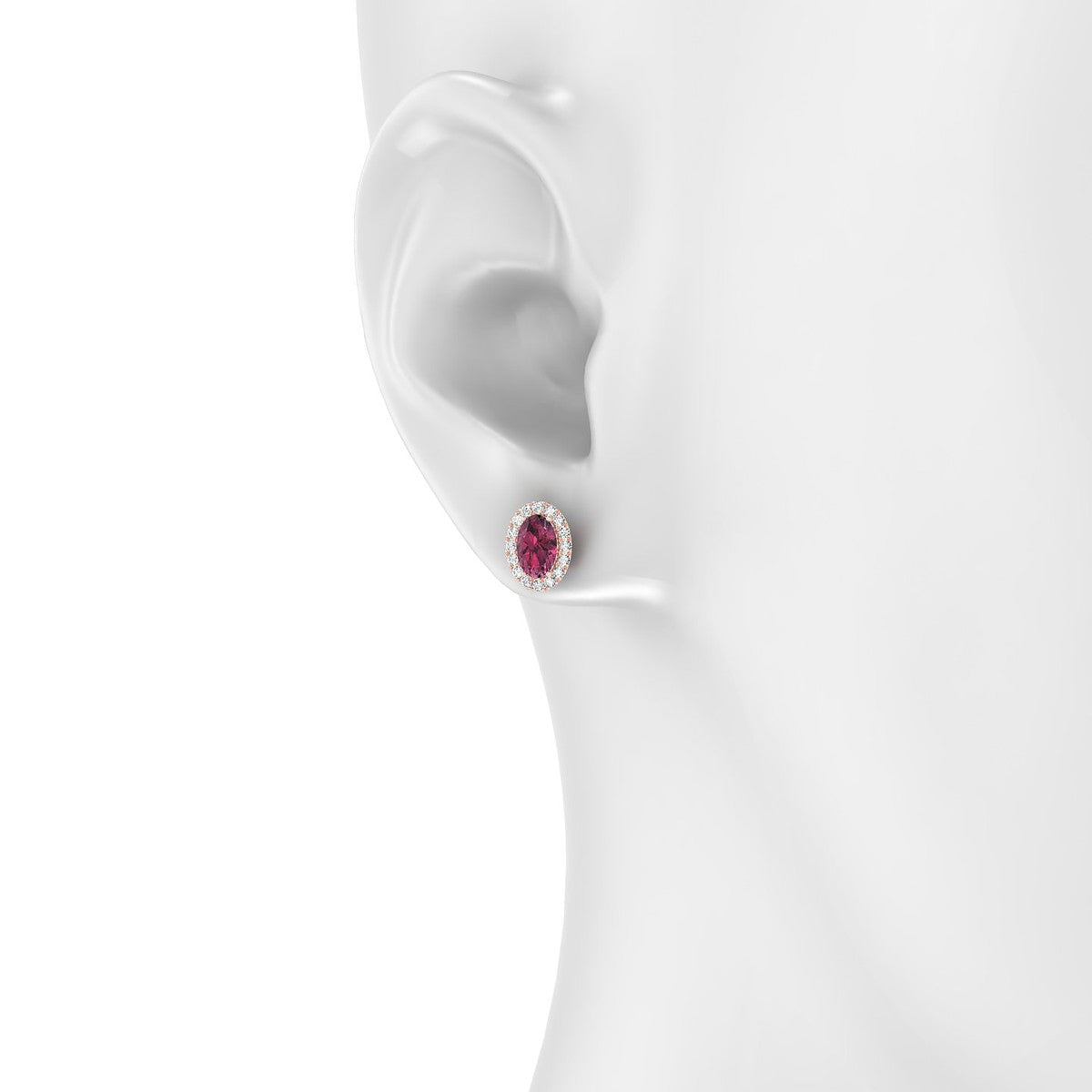 Solar | 18k Rose Gold 6 x 4 mm Oval Rhodolite Earrings
