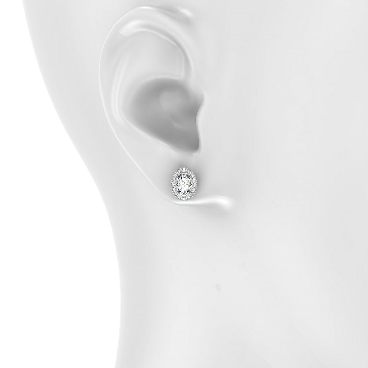 Solar | 18k White Gold 6 x 4 mm Oval Diamond Earrings
