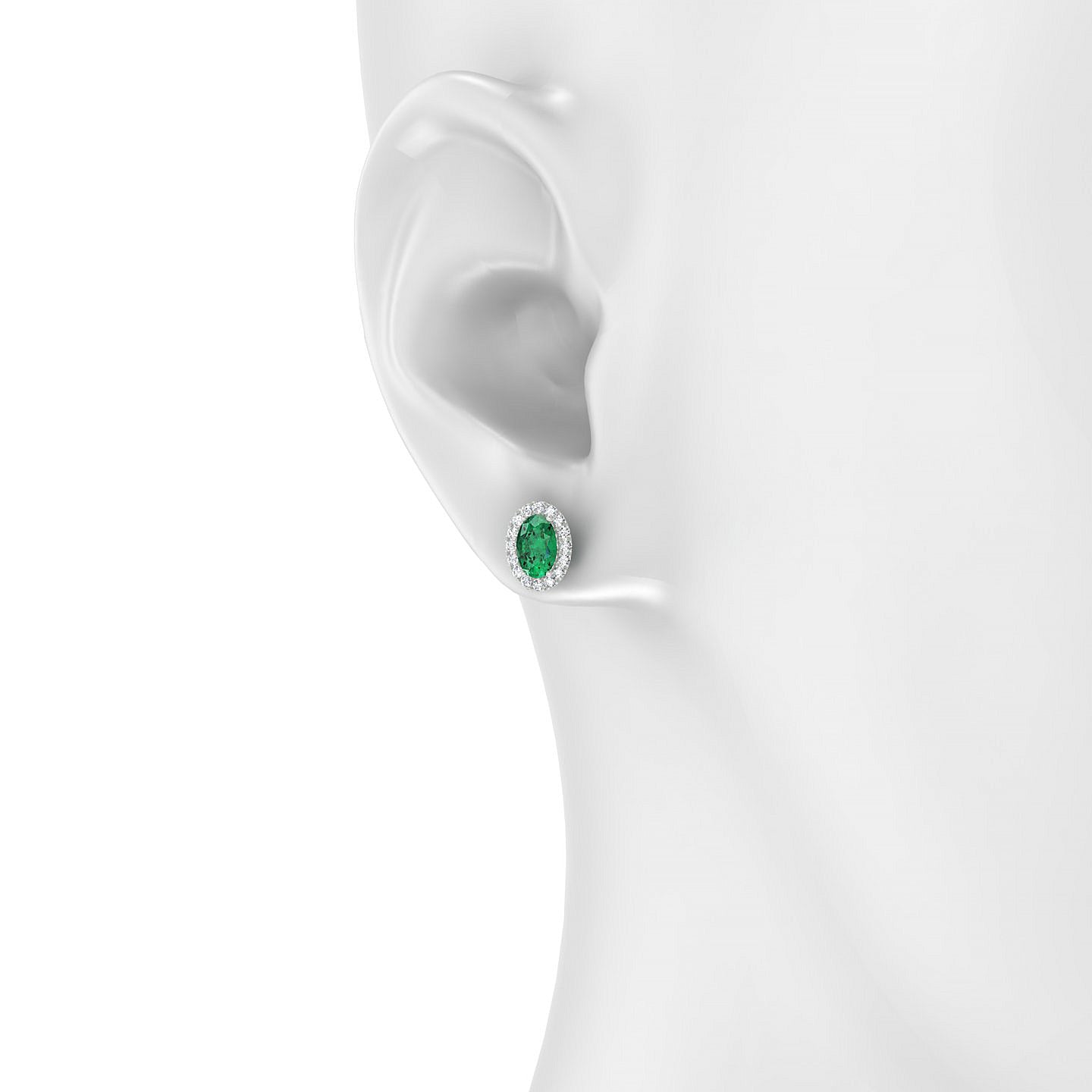 Solar | 18k White Gold 6 x 4 mm Oval Emerald Earrings