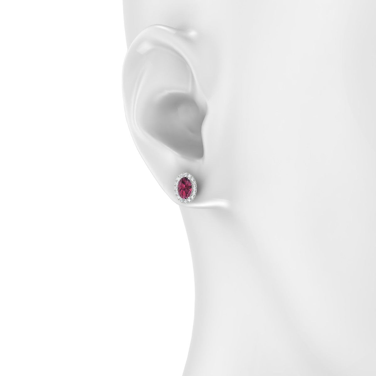 Solar | 18k White Gold 6 x 4 mm Oval Rhodolite Earrings
