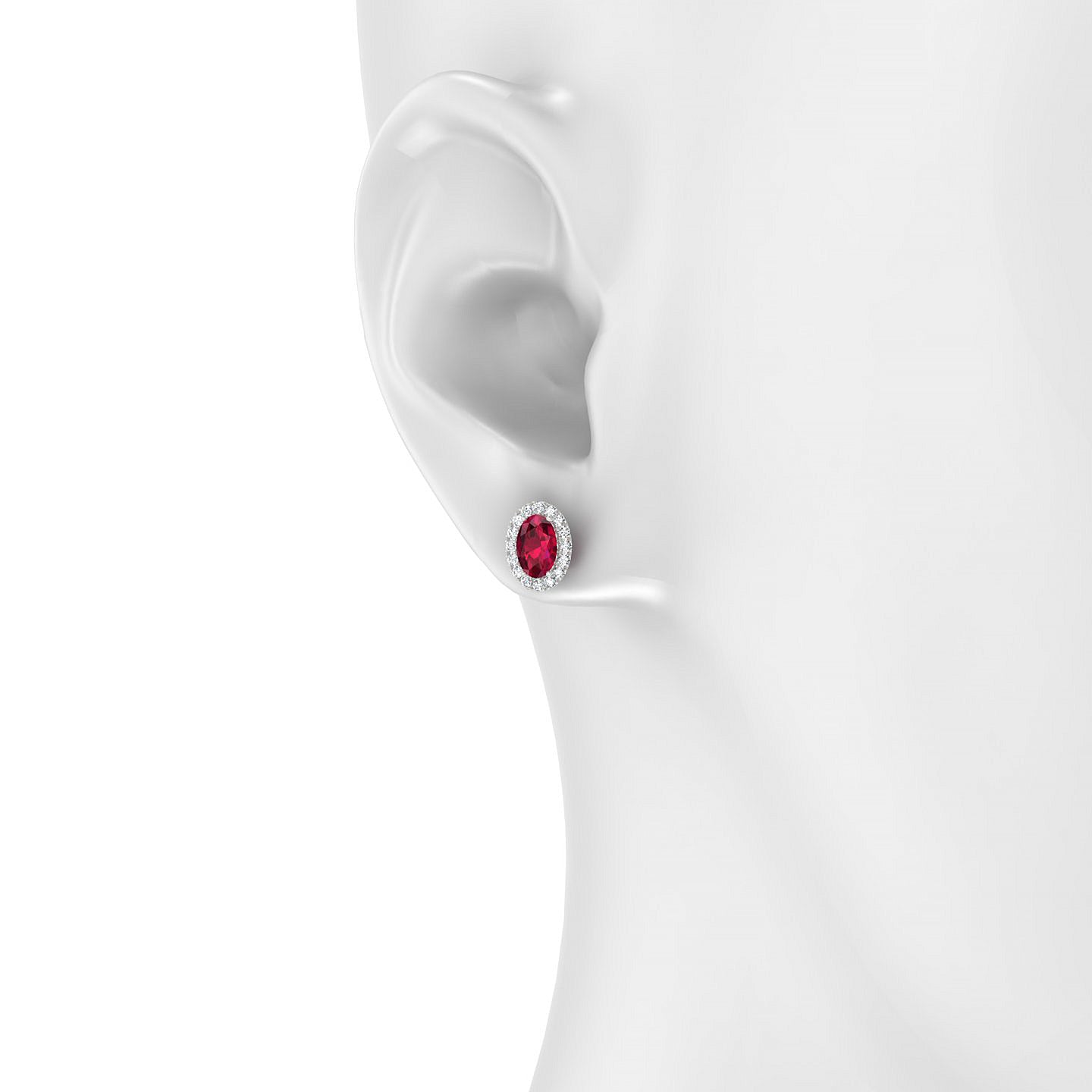 Solar | 18k White Gold 6 x 4 mm Oval Ruby Earrings