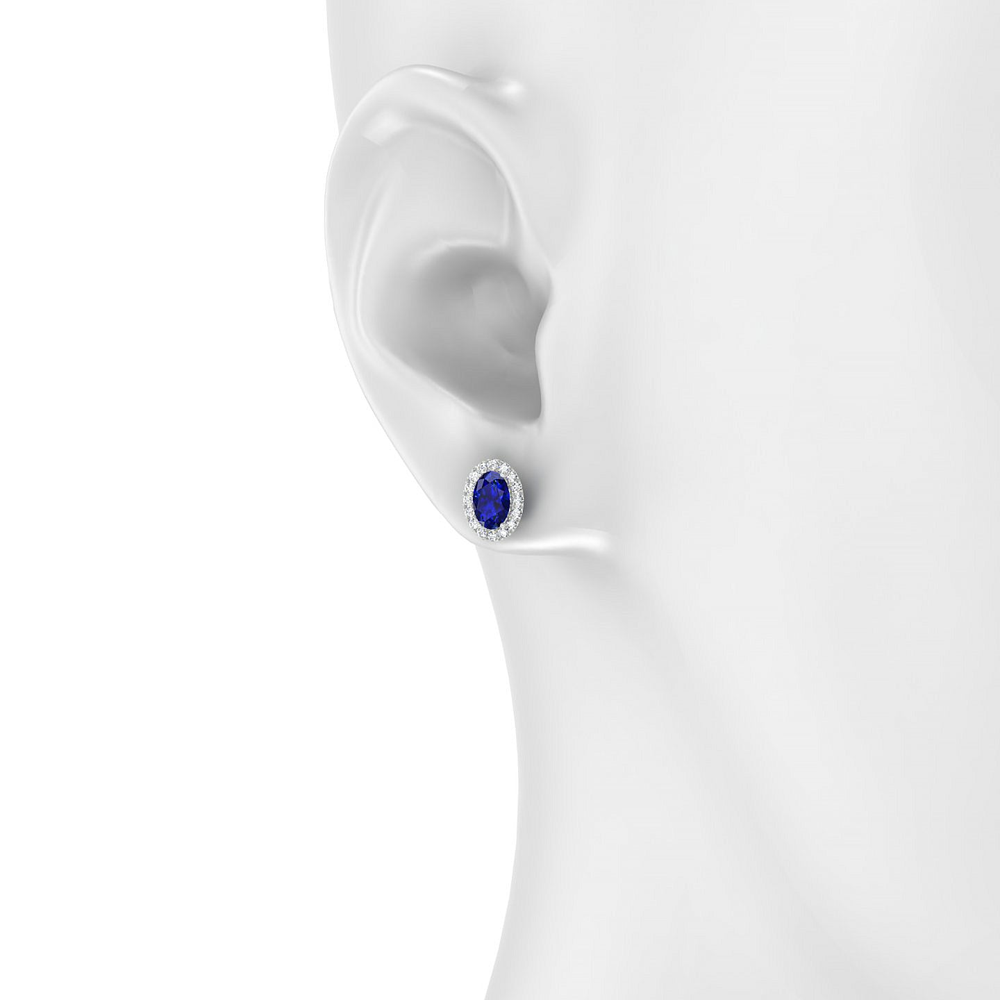 Solar | 18k White Gold 6 x 4 mm Oval Sapphire Earrings
