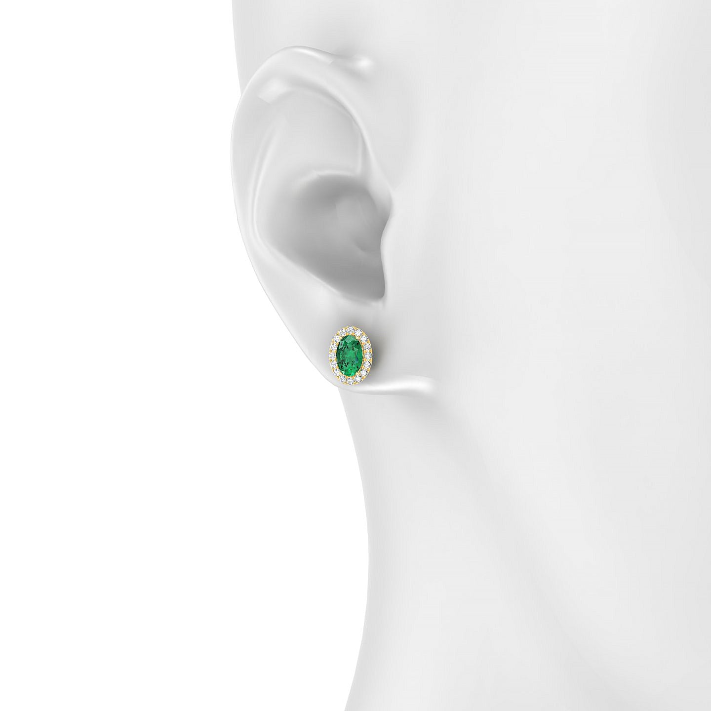 Solar | 18k Yellow Gold 6 x 4 mm Oval Emerald Earrings