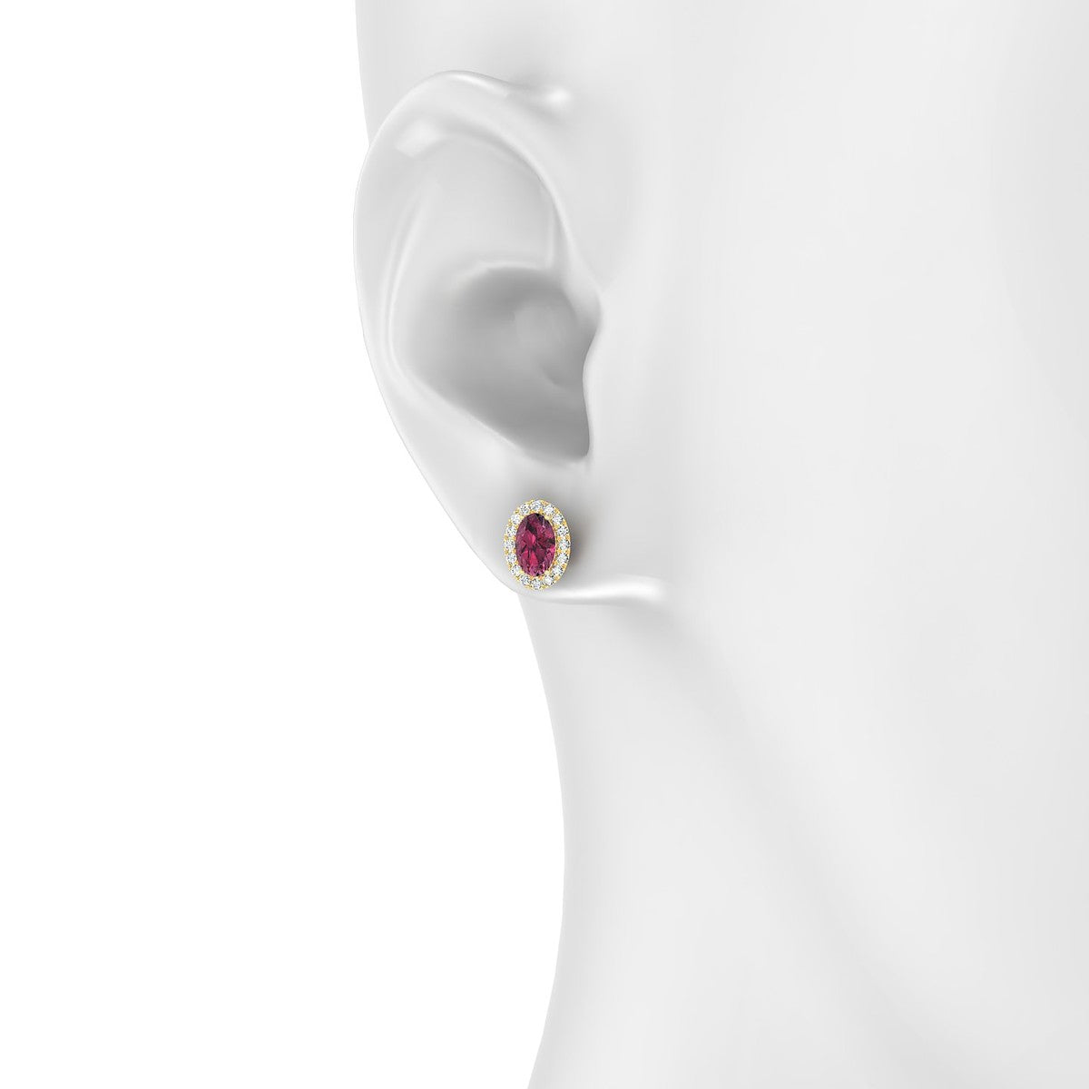 Solar | 18k Yellow Gold 6 x 4 mm Oval Rhodolite Earrings