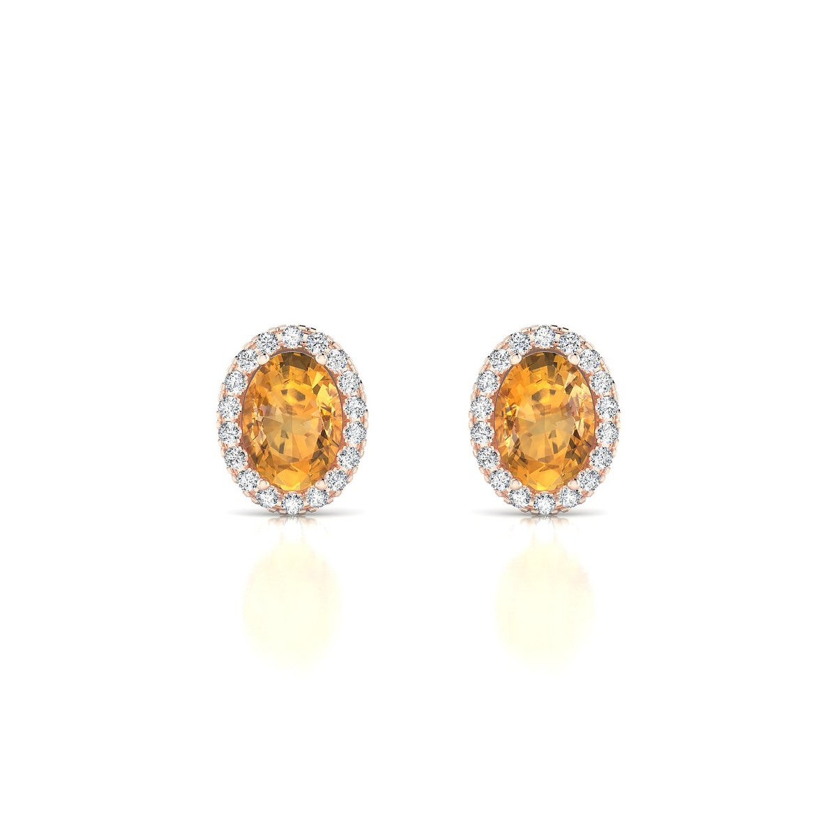 Solar | 18k Rose Gold 7 x 5 mm Oval Citrine Earrings