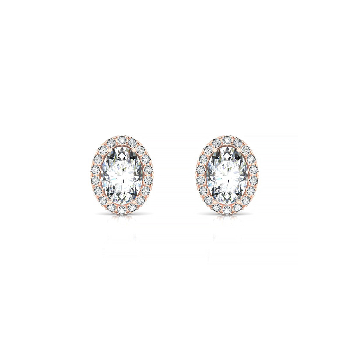 Solar | 18k Rose Gold 7 x 5 mm Oval Diamond Earrings