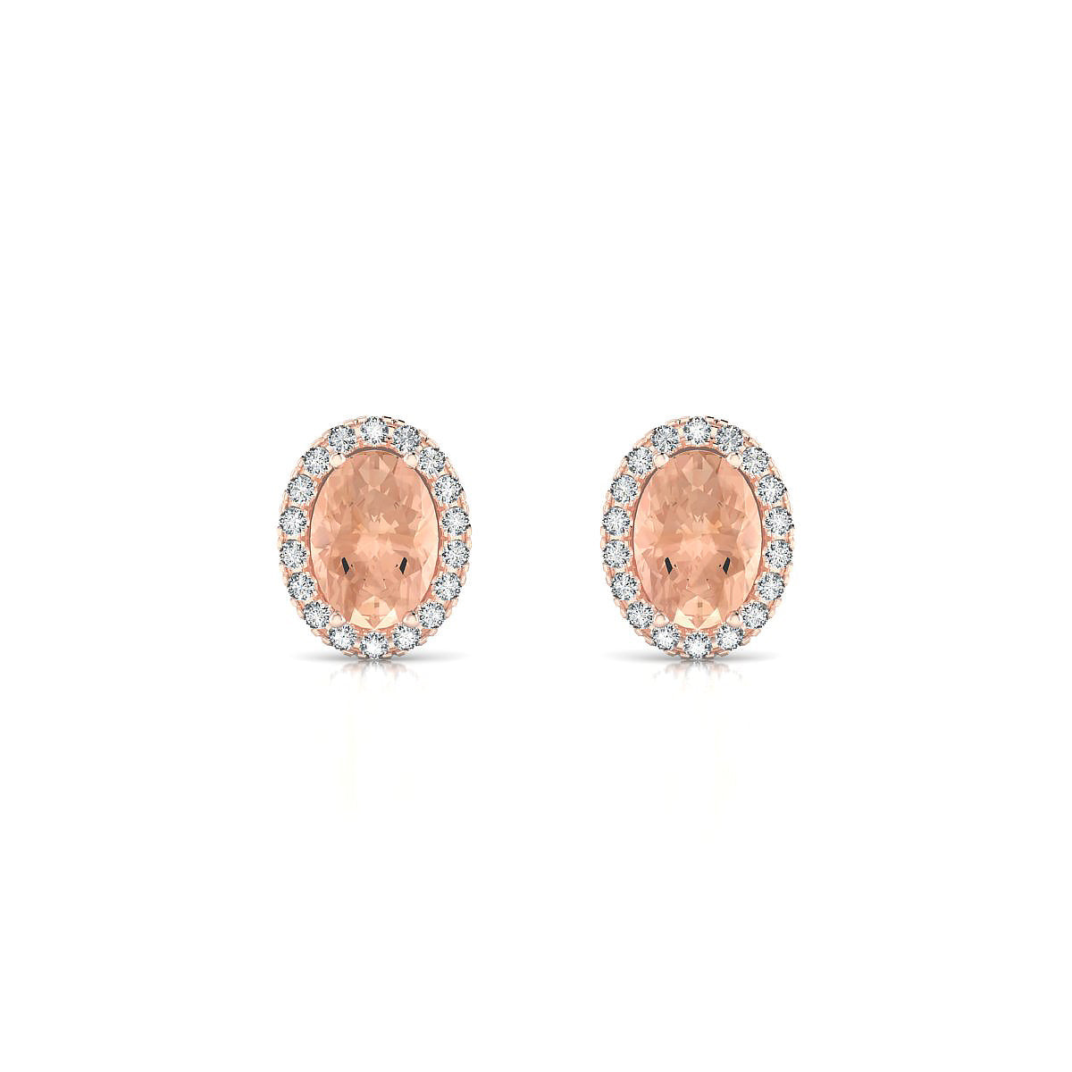Solar | 18k Rose Gold 7 x 5 mm Oval Morganite Earrings