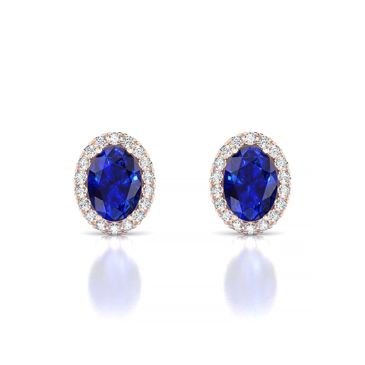 Solar | 18k Rose Gold 7 x 5 mm Oval Sapphire Earrings